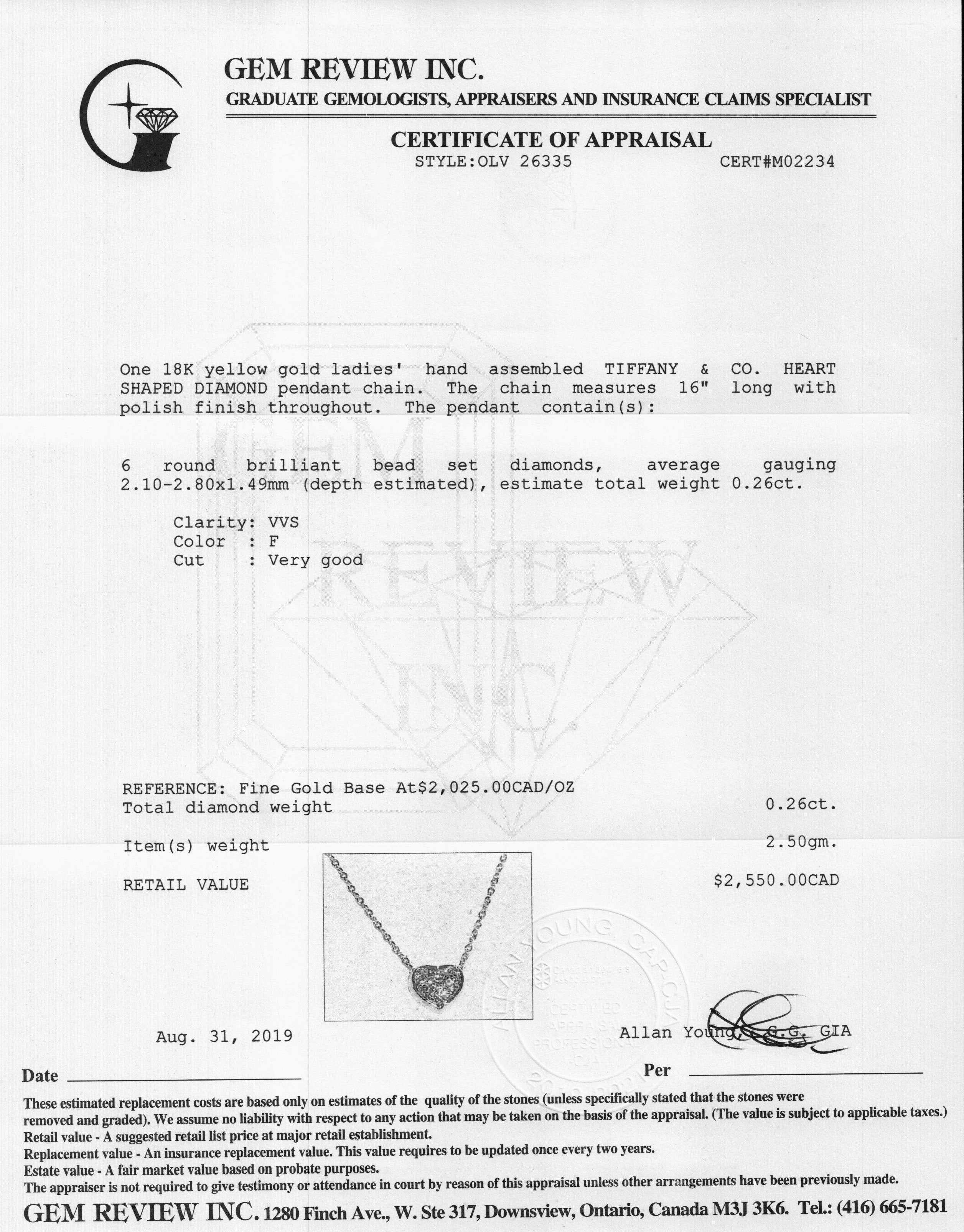 Tiffany & Co. Pave Diamond Heart Pendant Necklace