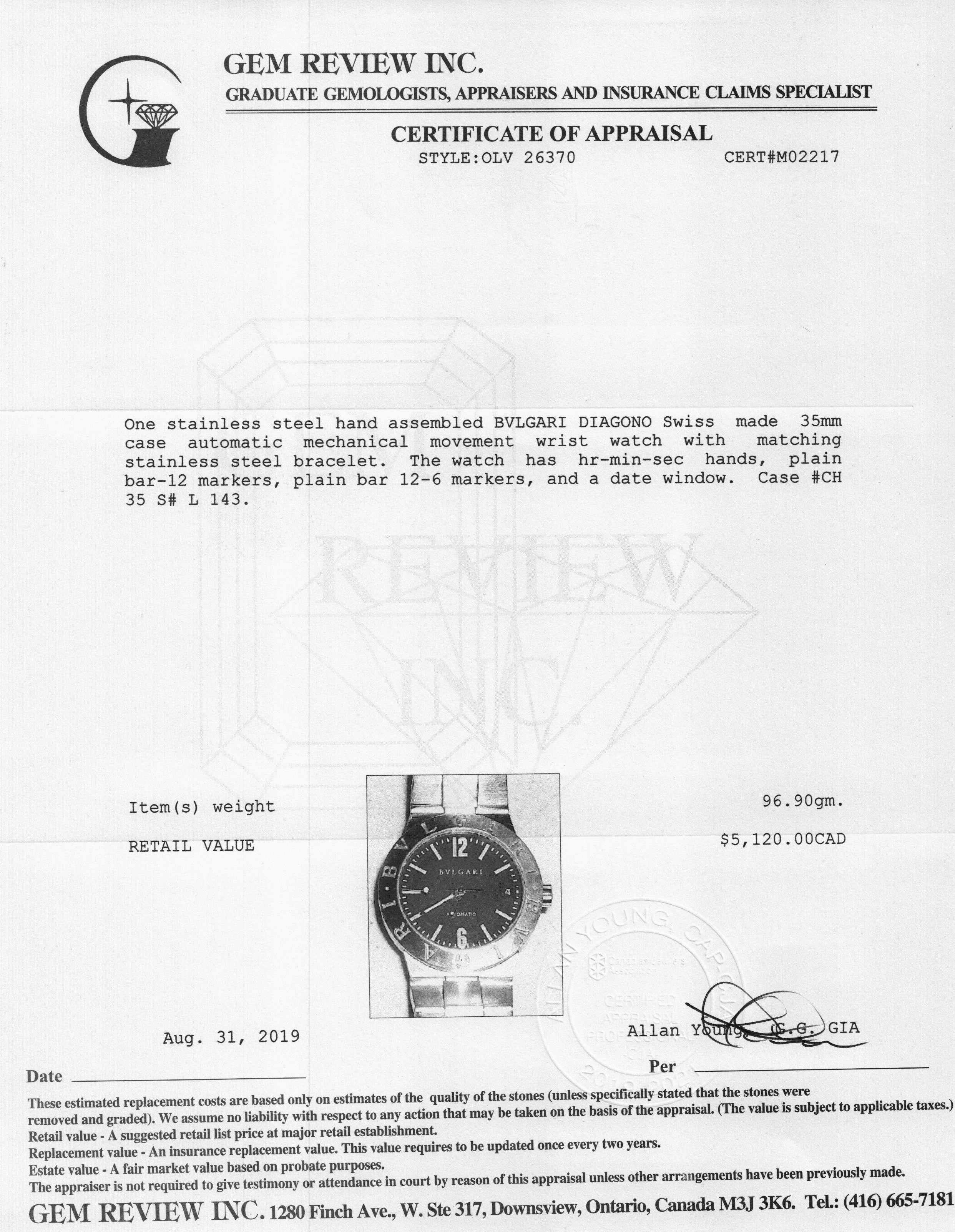 BVLGARI Diagono Watch