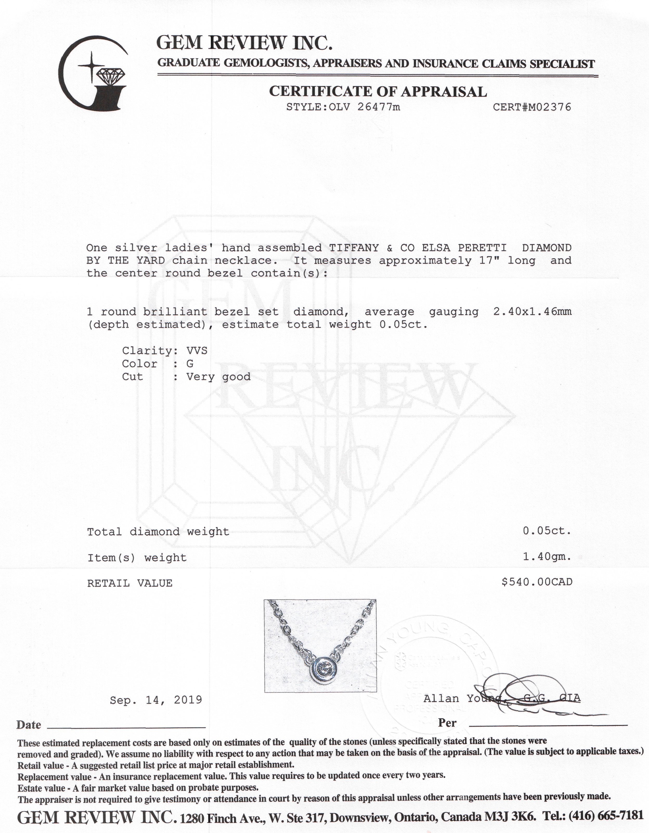 Tiffany & Co. Elsa Peretti Diamonds by the Yard Pendant Necklace