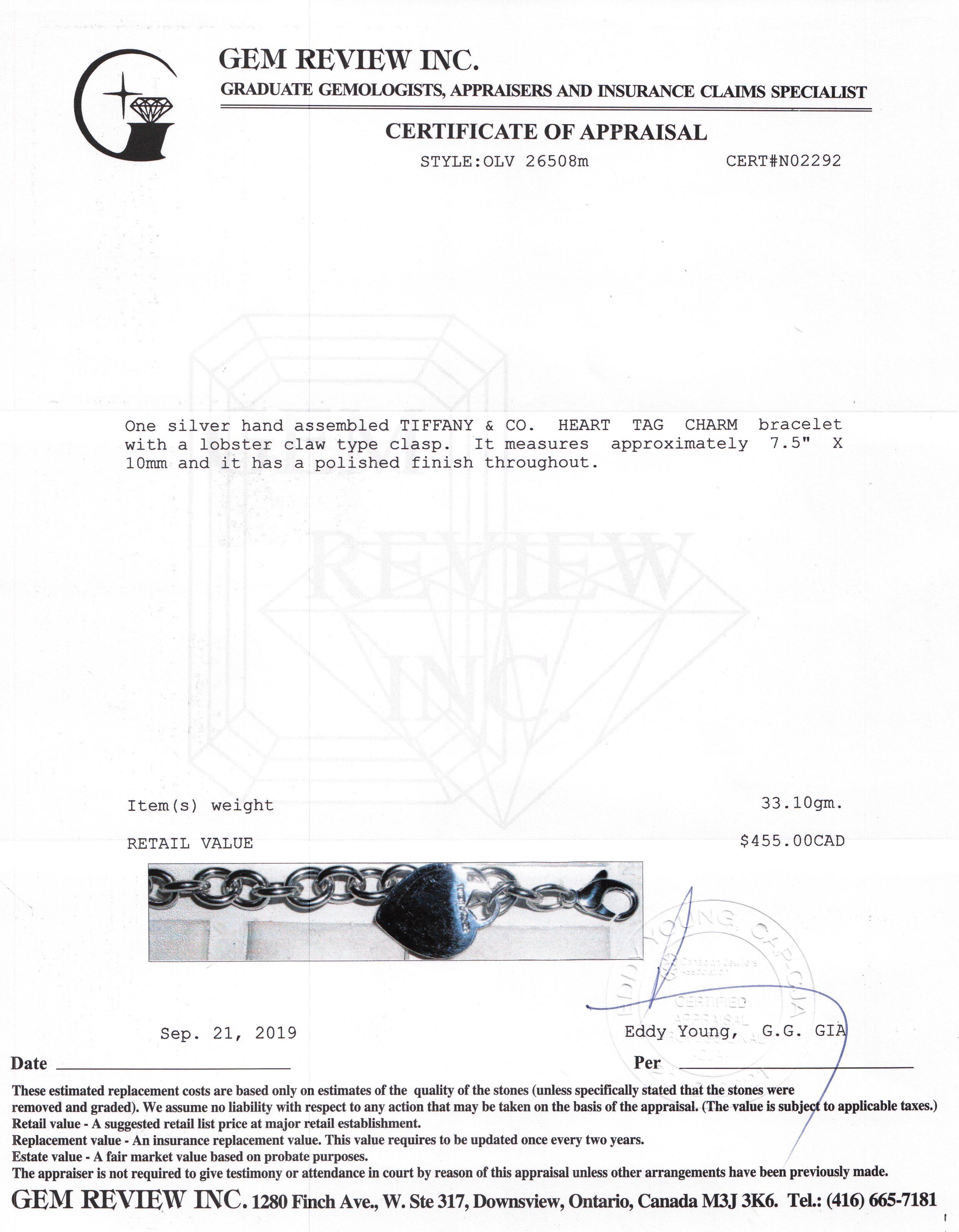 Tiffany & Co. Heart Tag Charm Bracelet