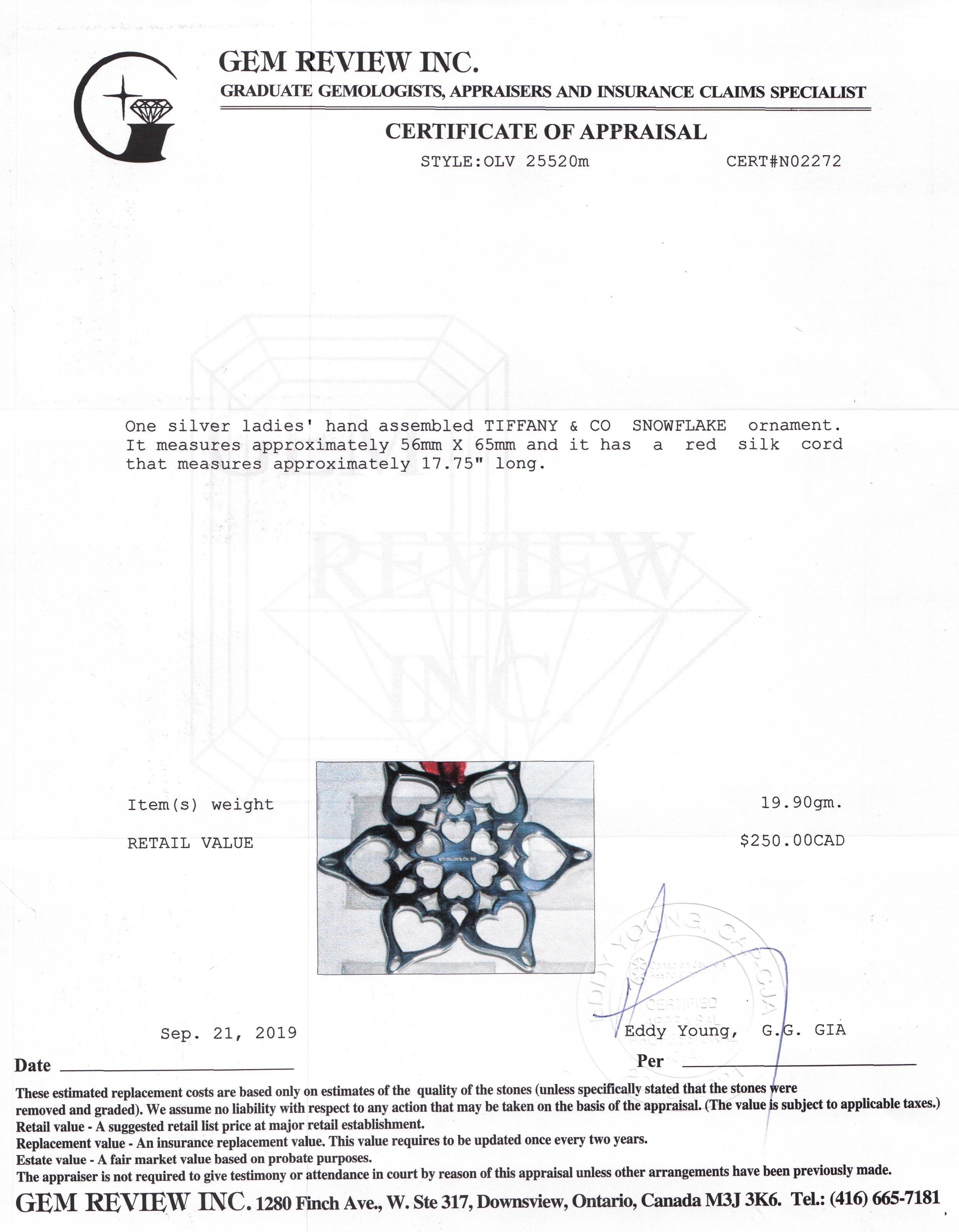 Tiffany & Co. Snowflake Ornament