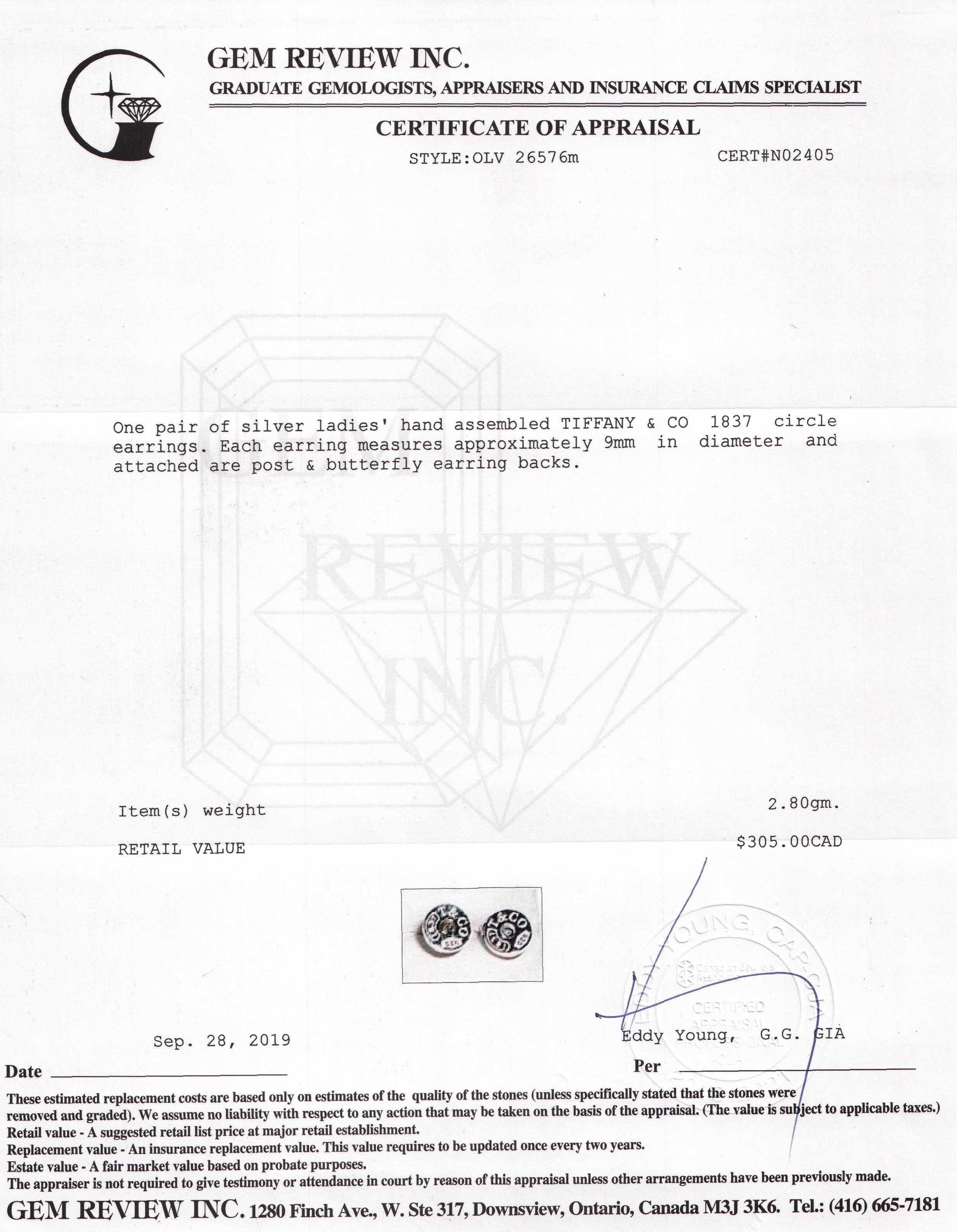 Tiffany & Co. 1837 Circle Earrings