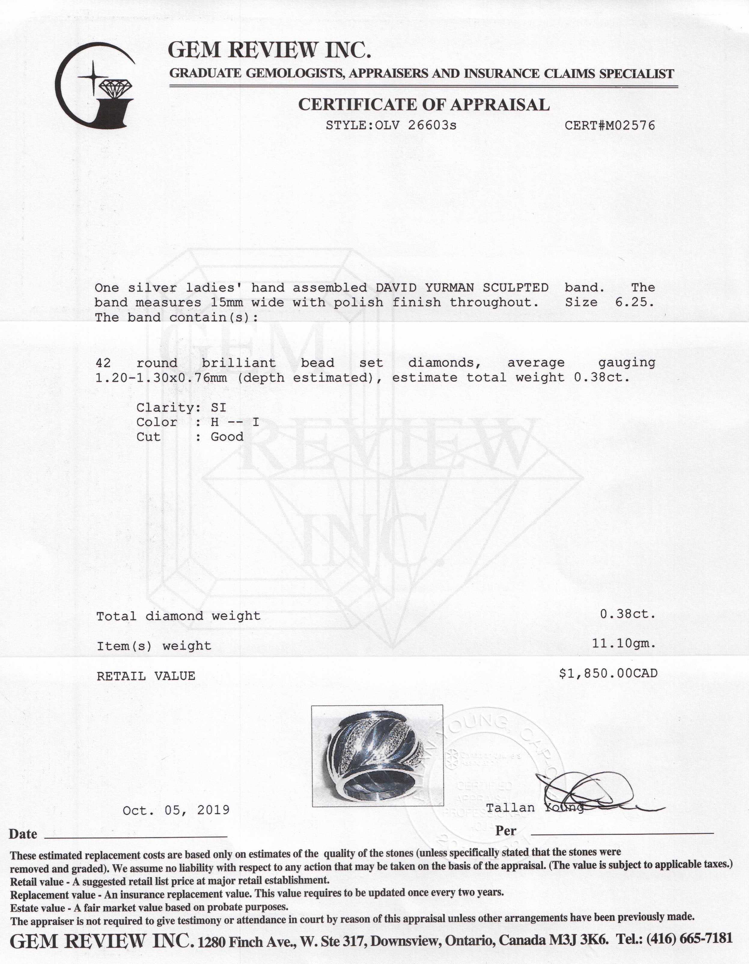 David Yurman Diamond Sculpted Band Ring