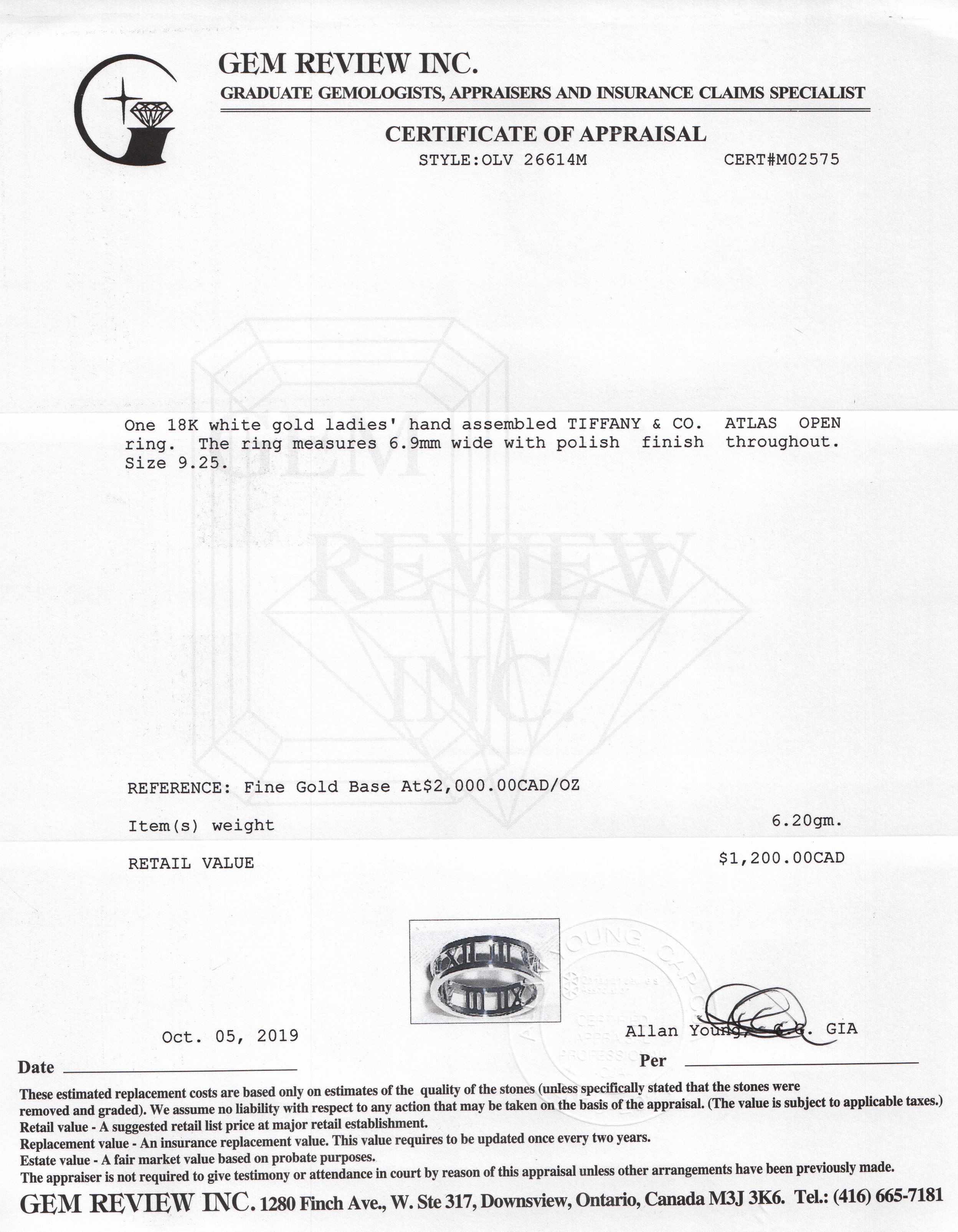 Tiffany & Co. 18k White Gold Atlas Open Ring