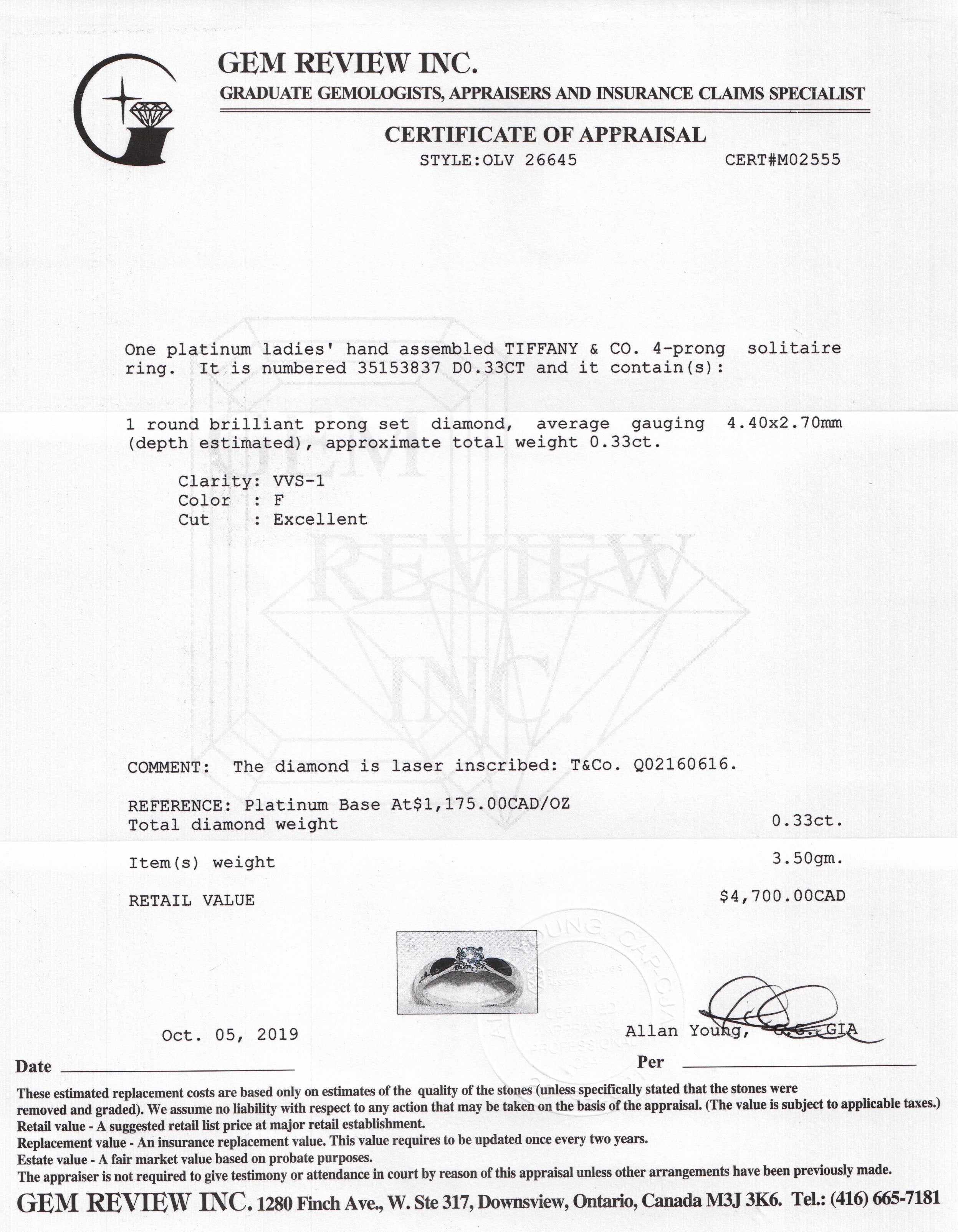 Tiffany & Co. Harmony Solitaire Diamond Engagement Ring