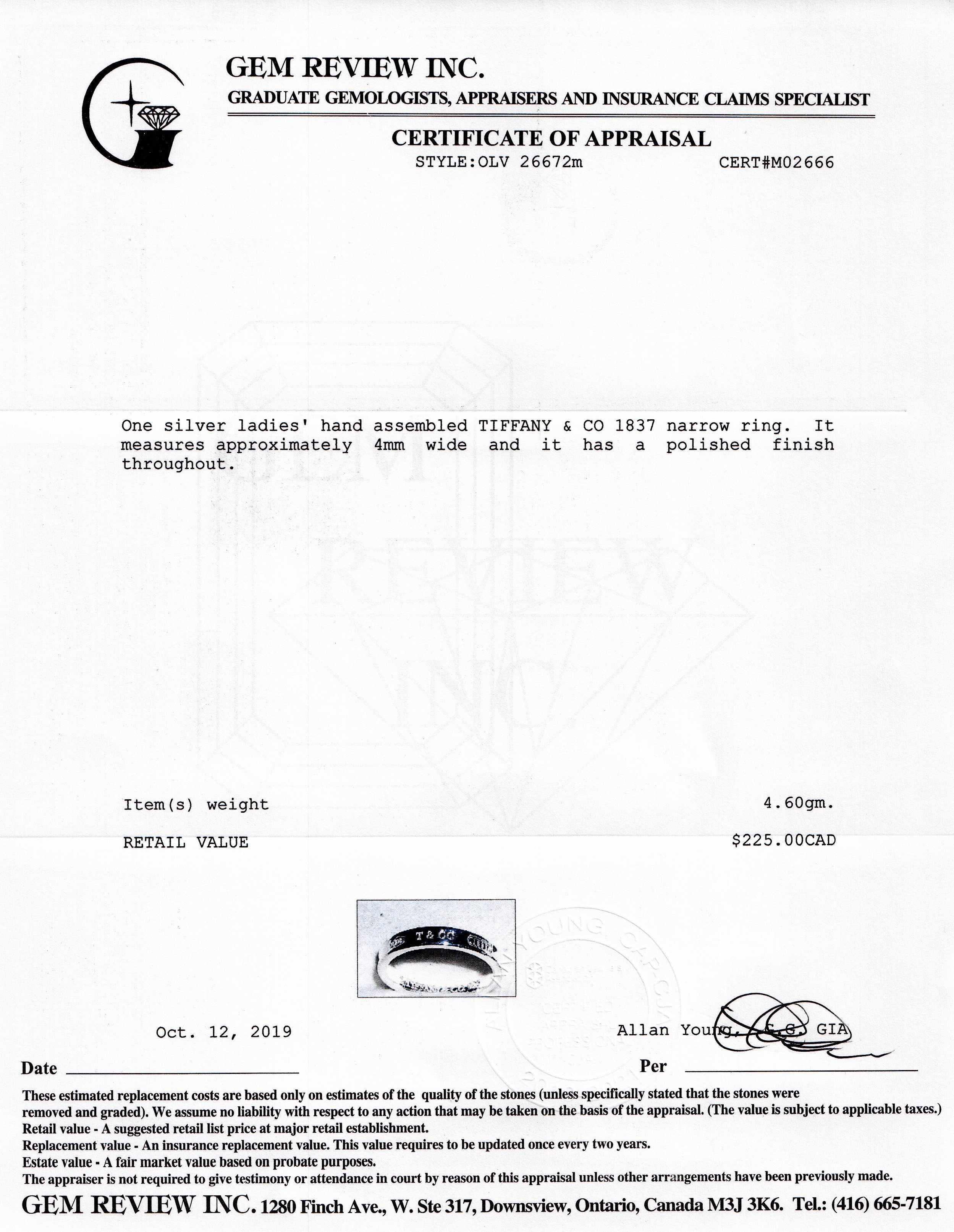 Tiffany & Co. 1837 Narrow Ring