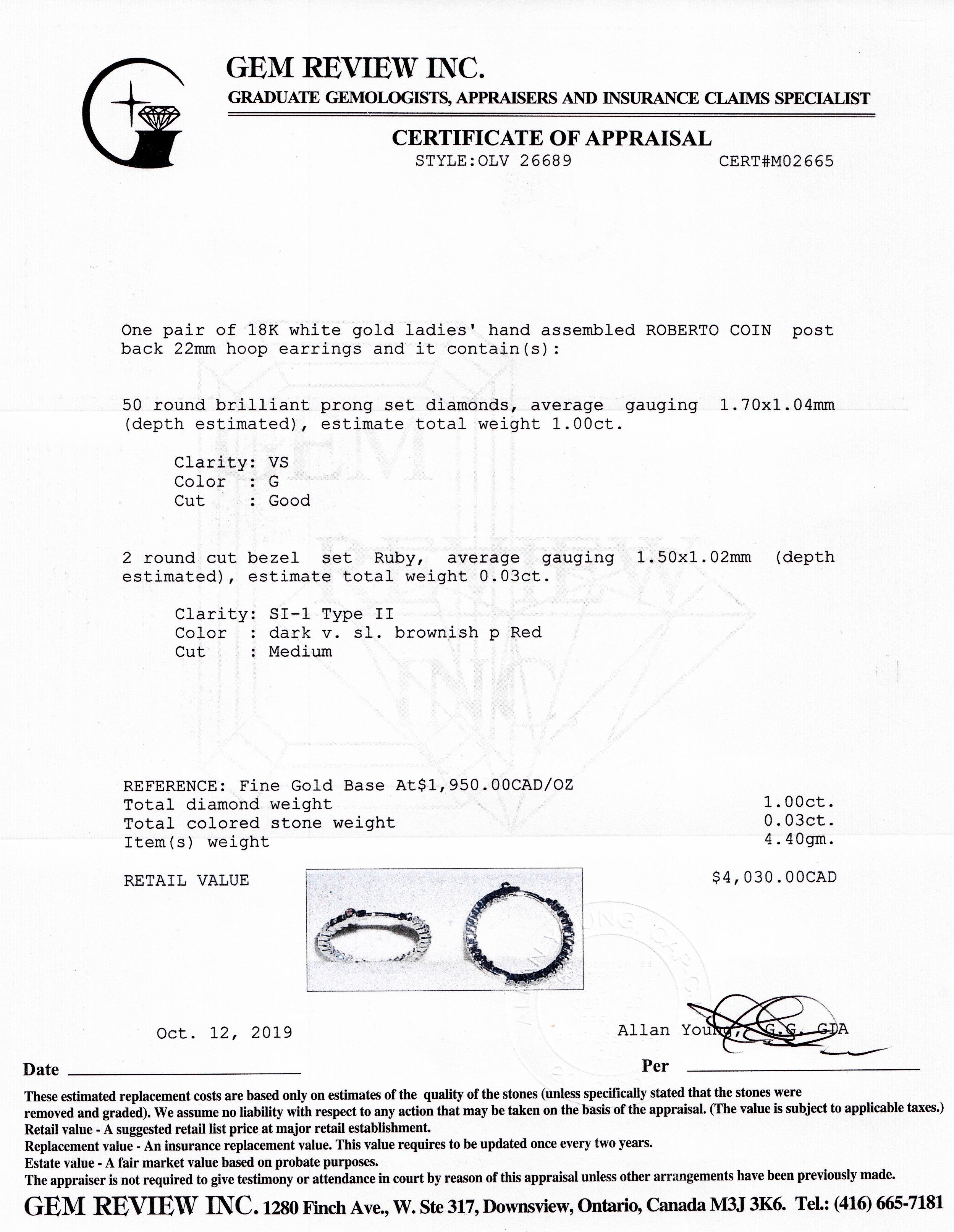 Roberto Coin XSmall Inside Outside Diamond Hoop Earrings