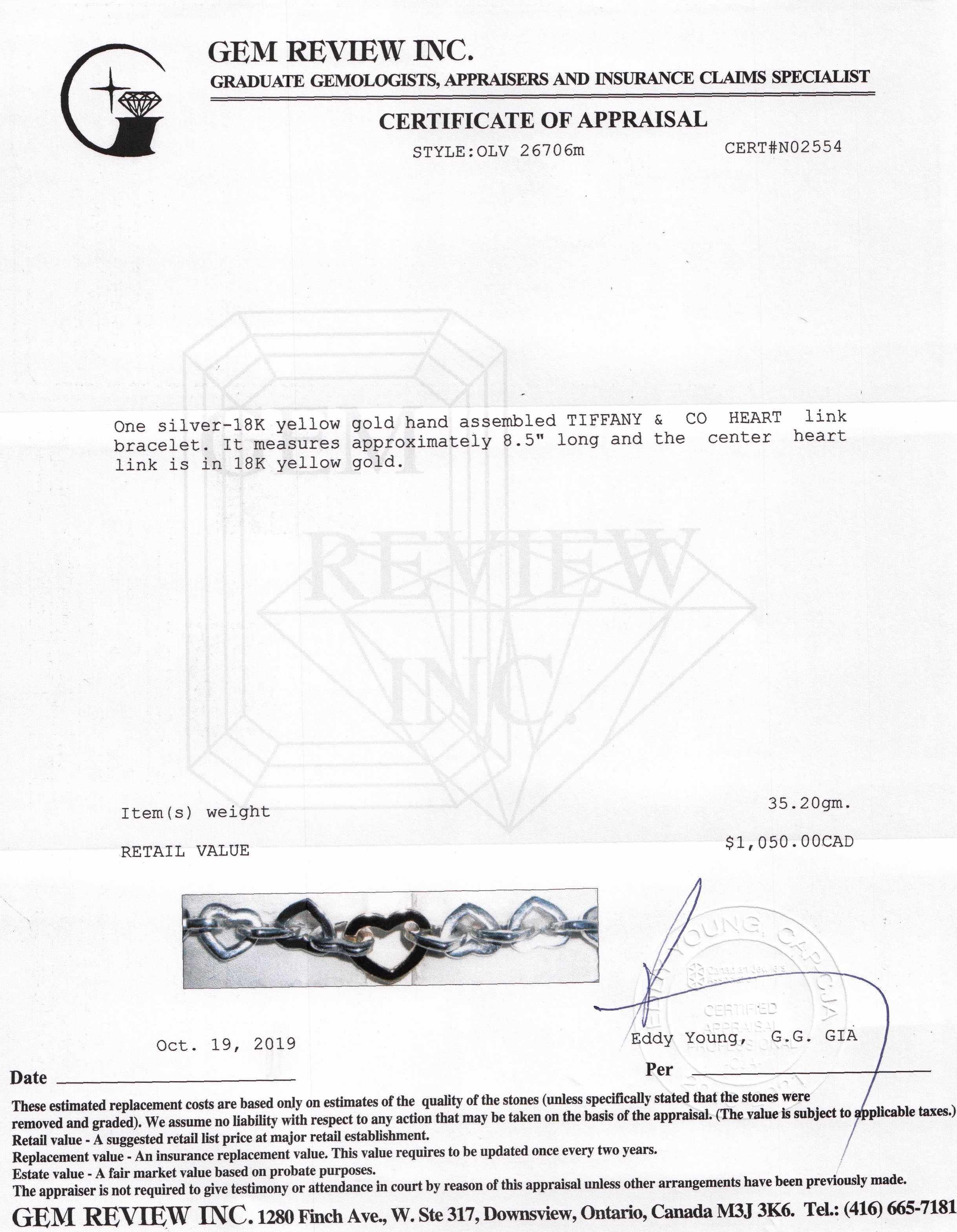 Tiffany & Co. Two-Tone Heart Link Bracelet