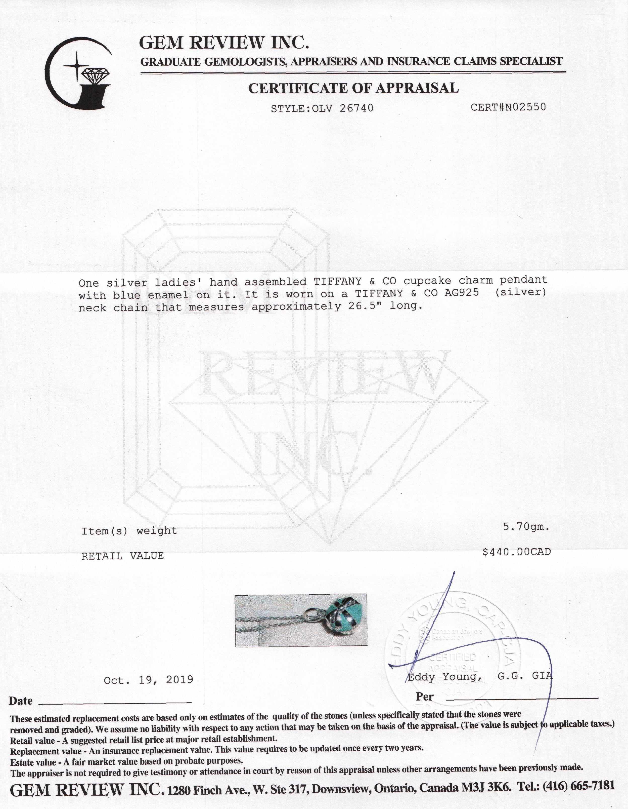 Tiffany & Co. Cupcake Charm Necklace with Blue Enamel