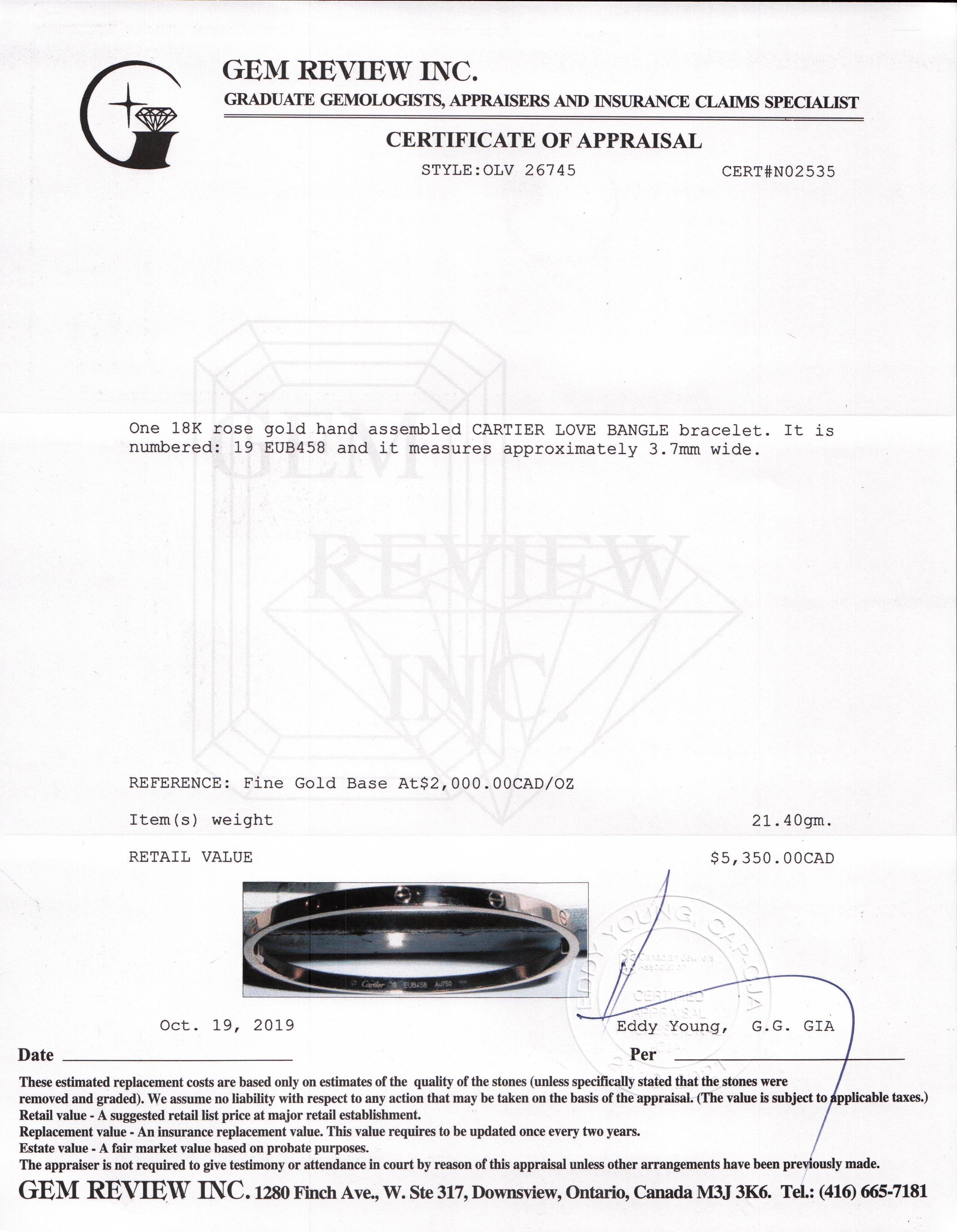 Cartier 18k Rose Gold Love Bracelet, SM Model