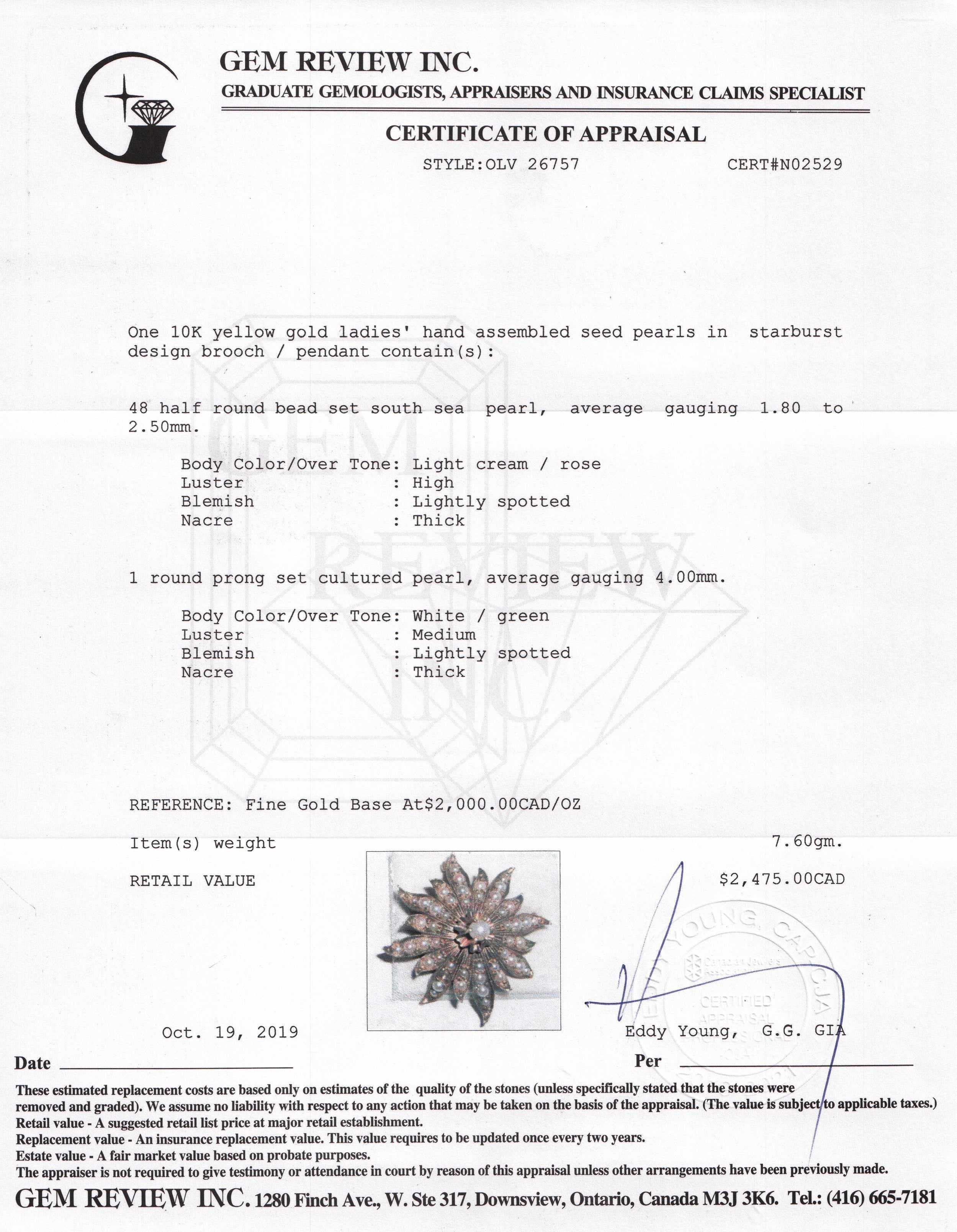 Antique Pearl Starburst Brooch/Pendant