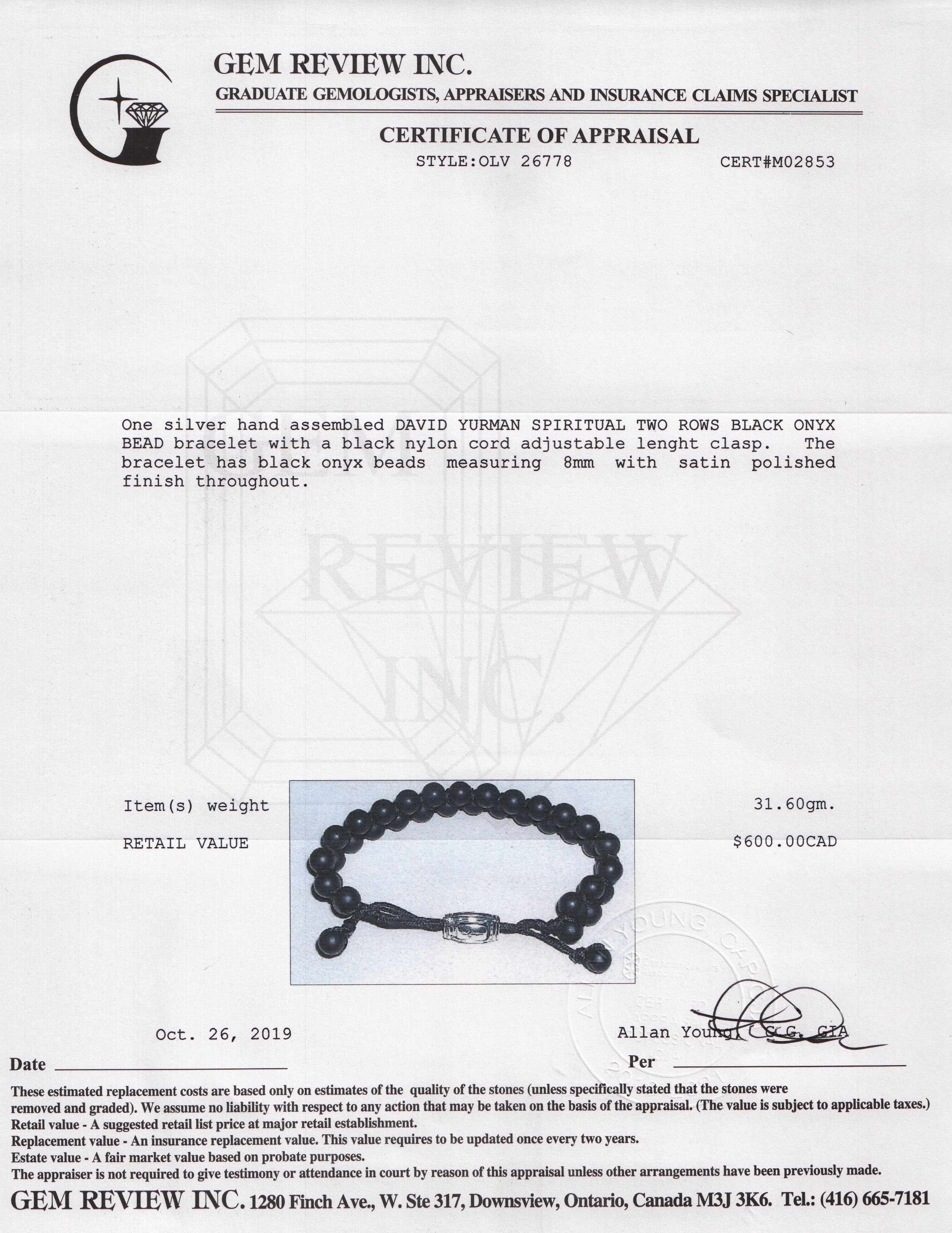 David Yurman Spiritual Two-Row Black Onyx Bead Bracelet