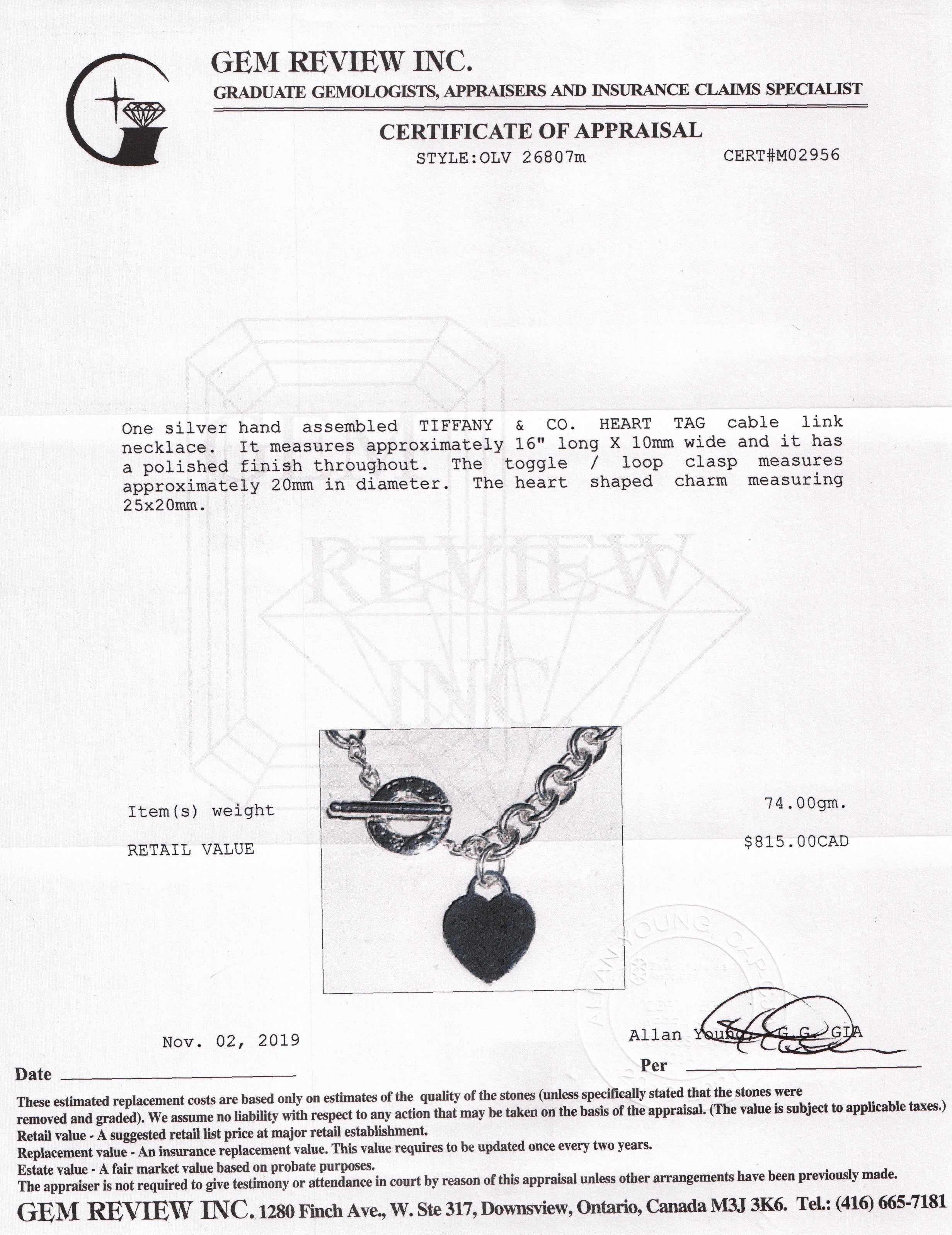 Tiffany & Co. Heart Tag Necklace with Toggle Clasp