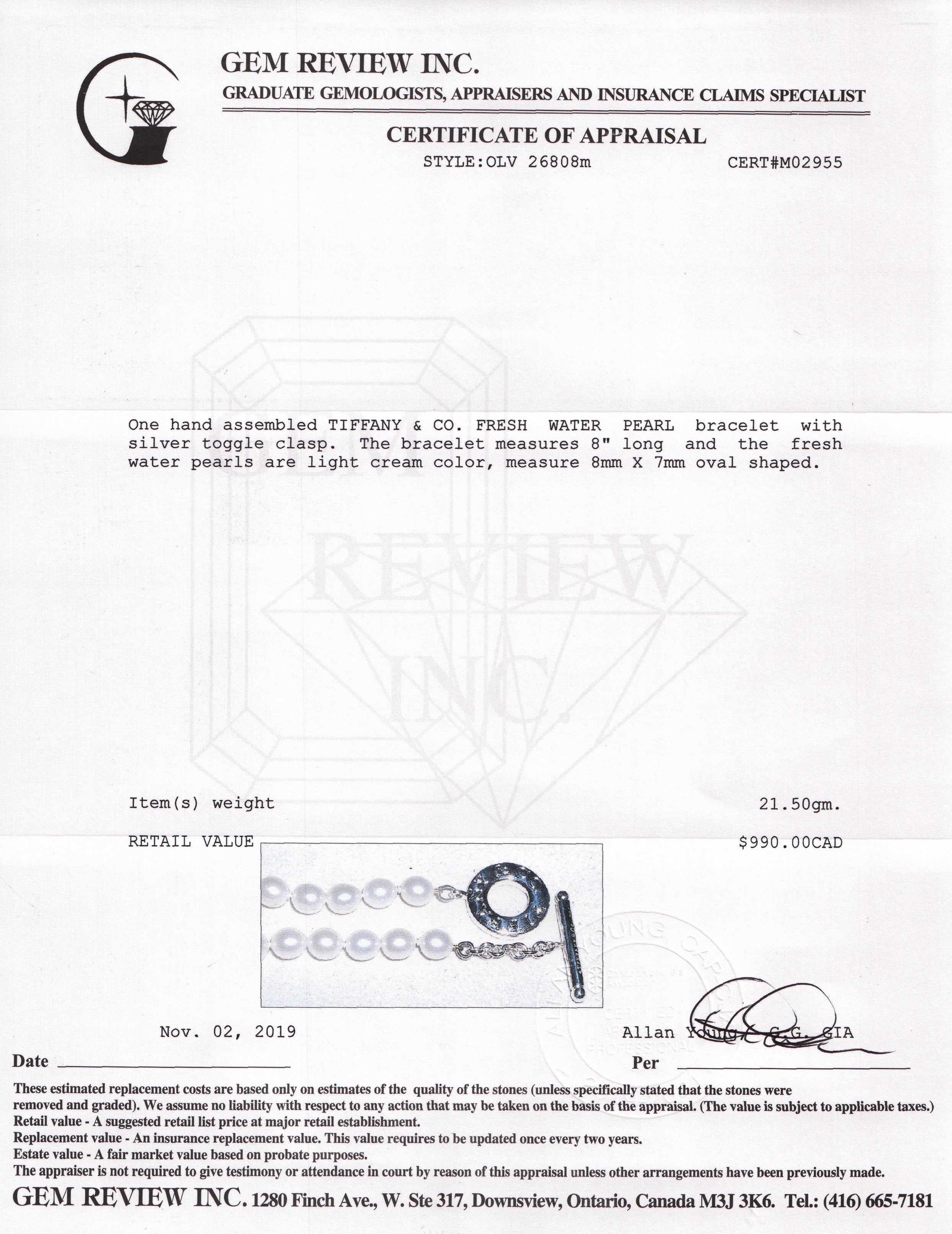 Tiffany & Co. Pearl Toggle Bracelet