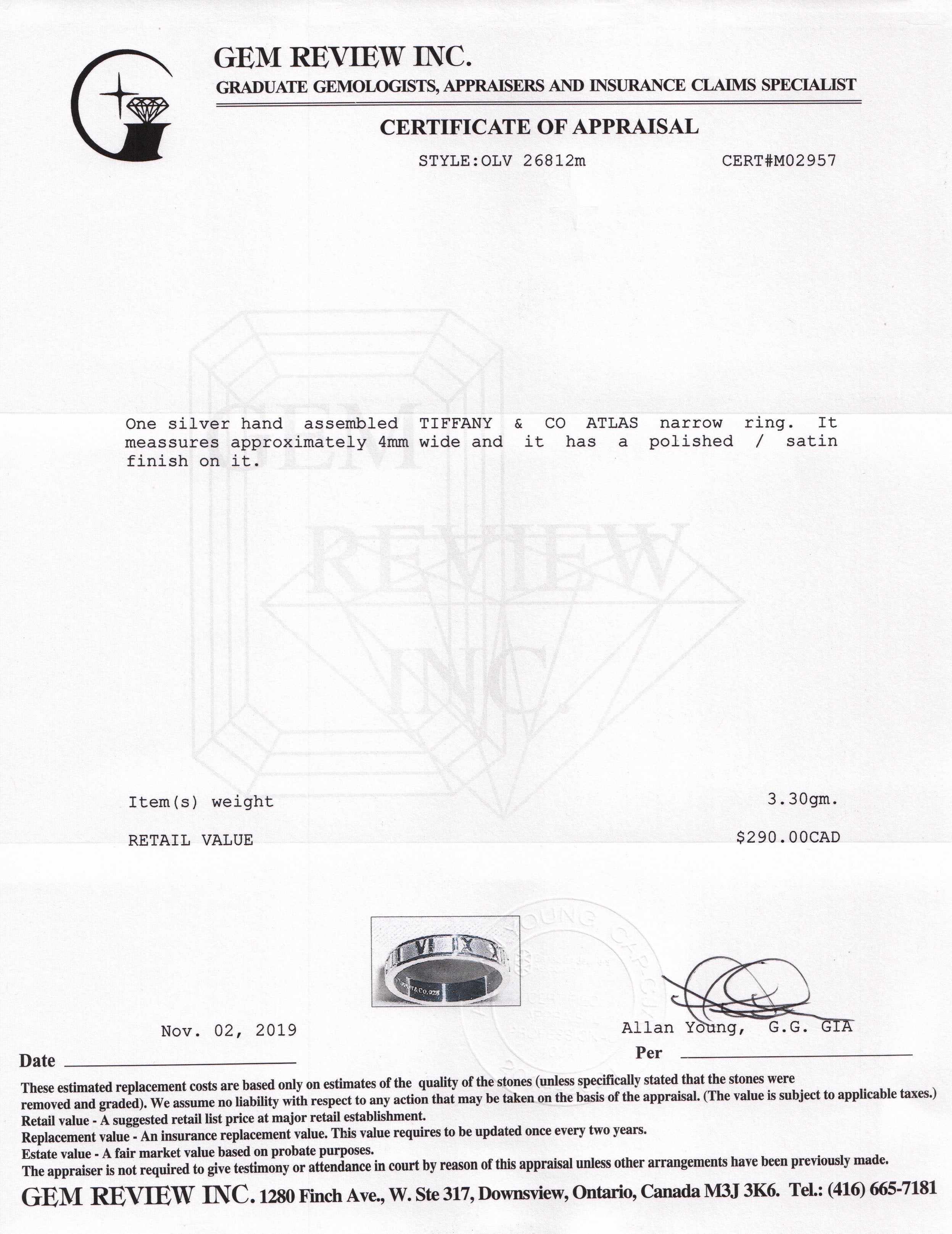 Tiffany & Co. Atlas Narrow Ring