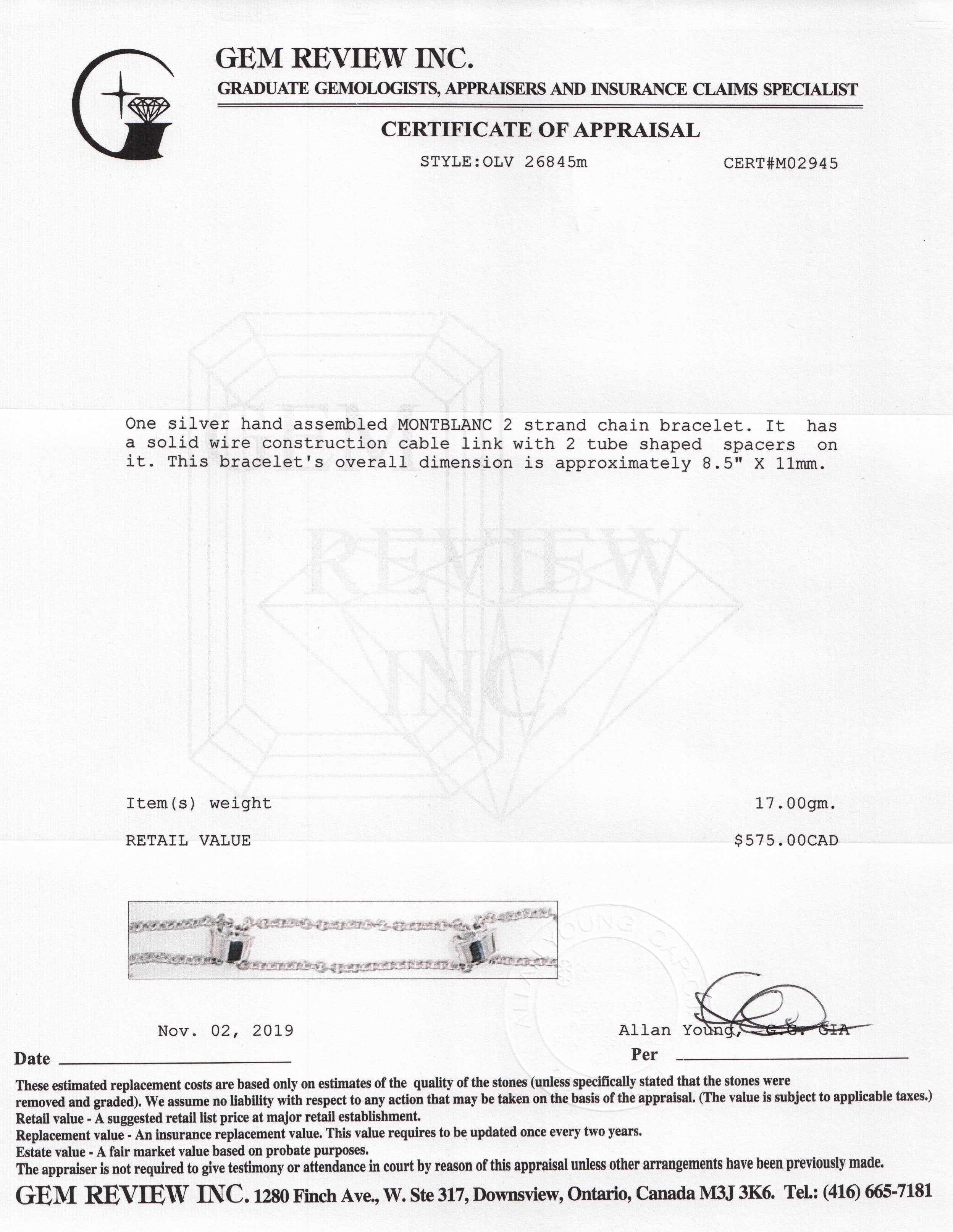 Montblanc Sterling Silver Wish Ring Bracelet