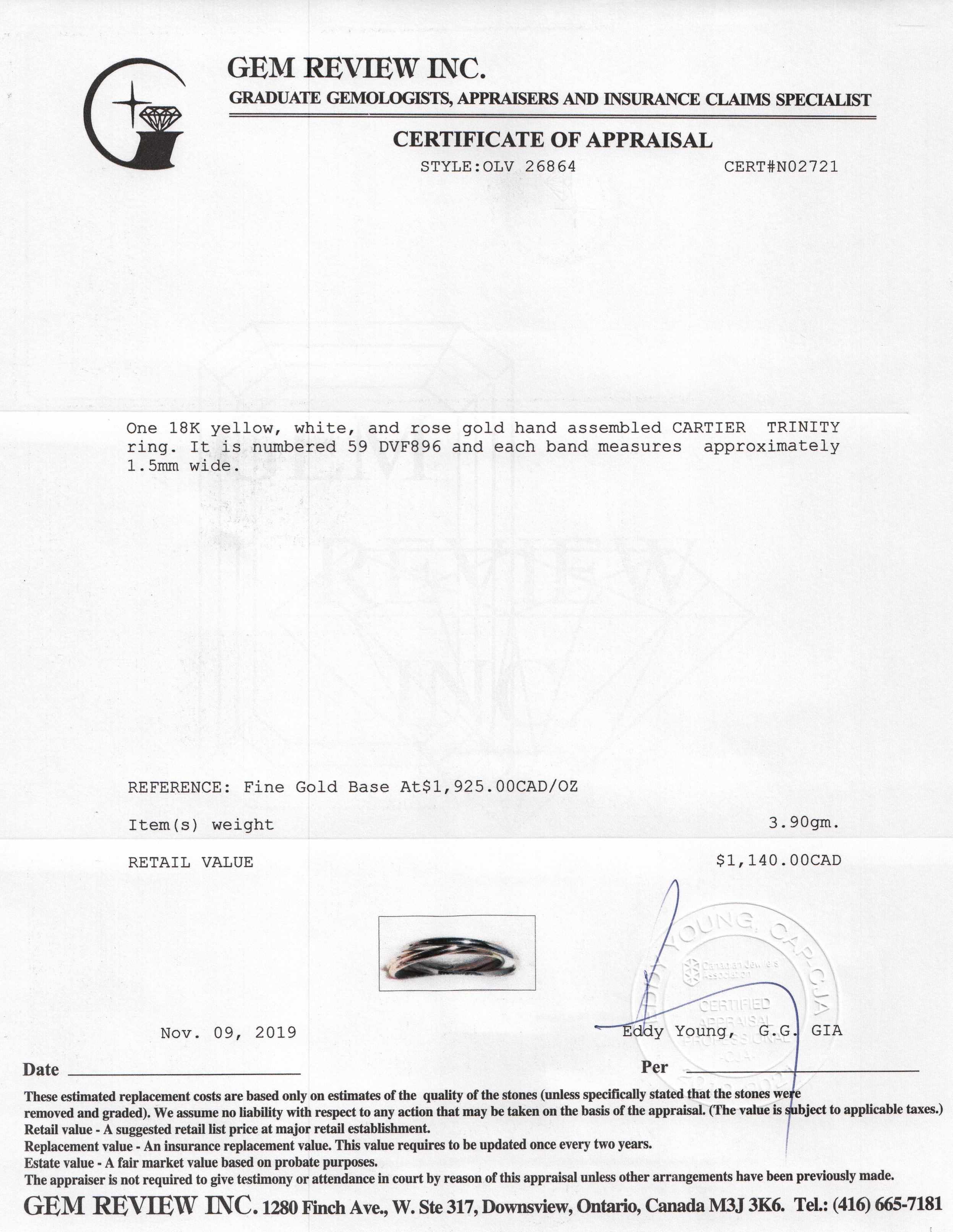 Cartier Trinity Rolling Ring, XS Model