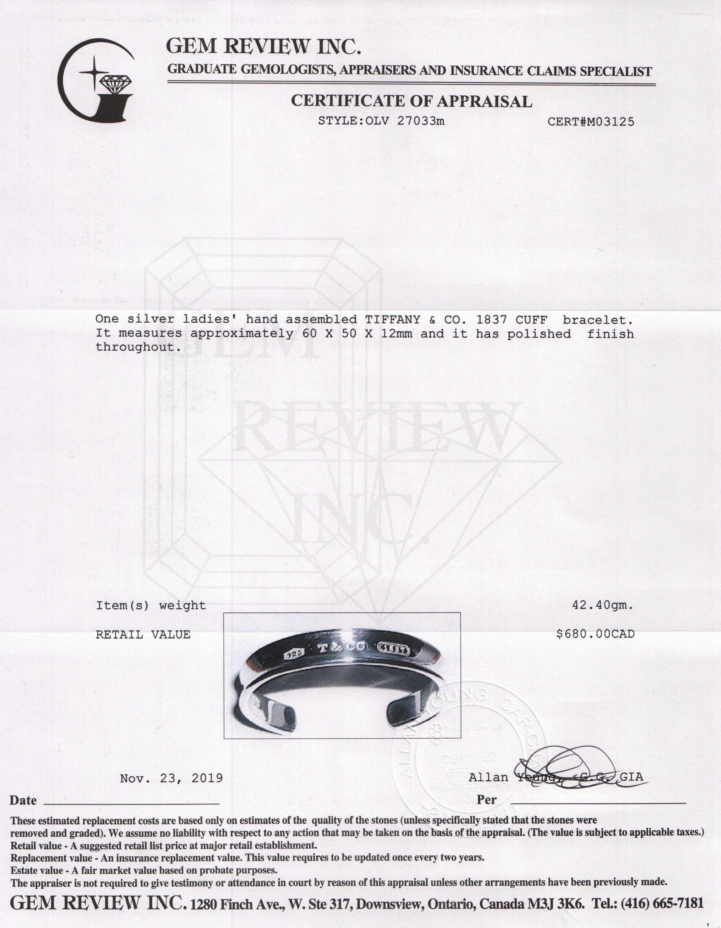 Tiffany & Co. 1837 Cuff