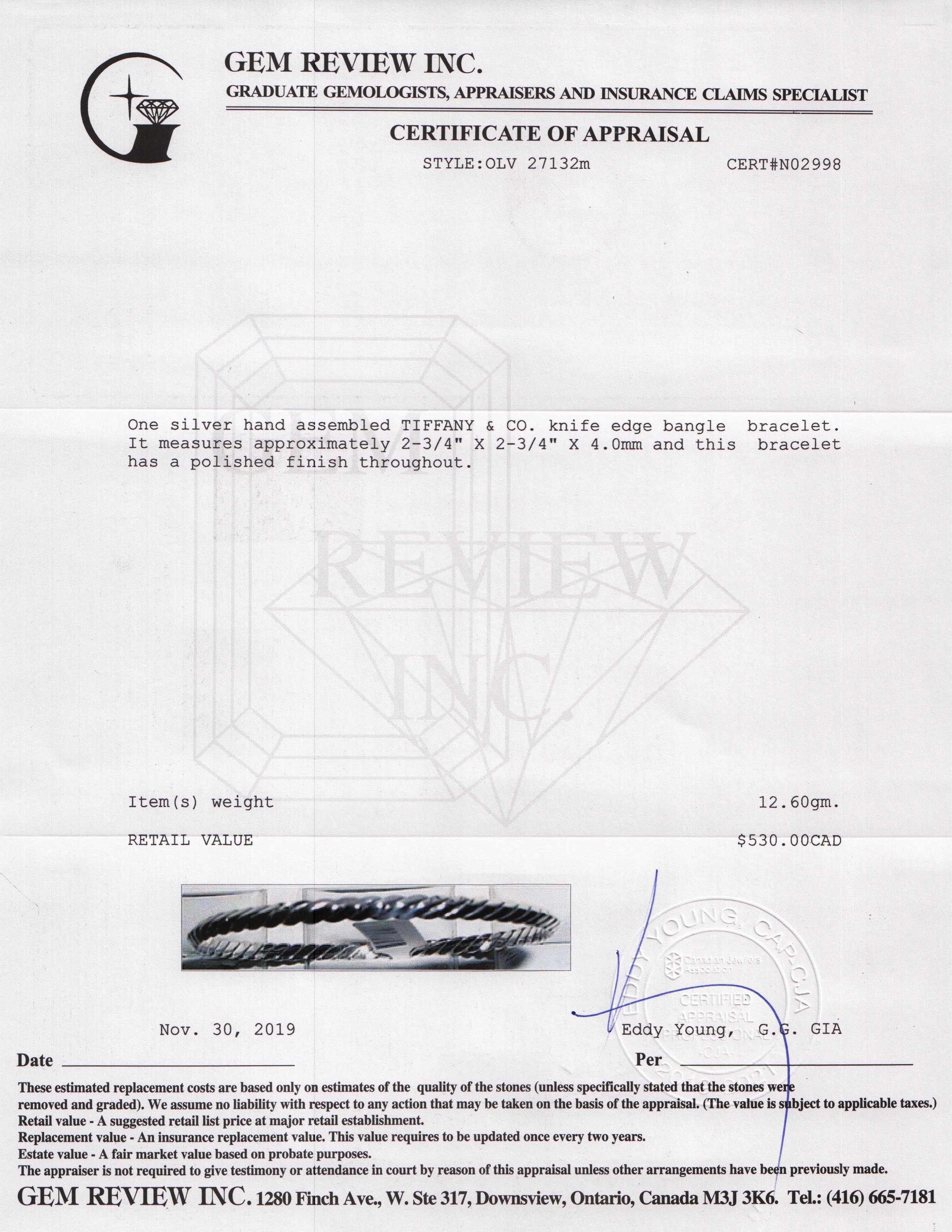 Tiffany & Co. Twisted Rope Knife Edge Bangle