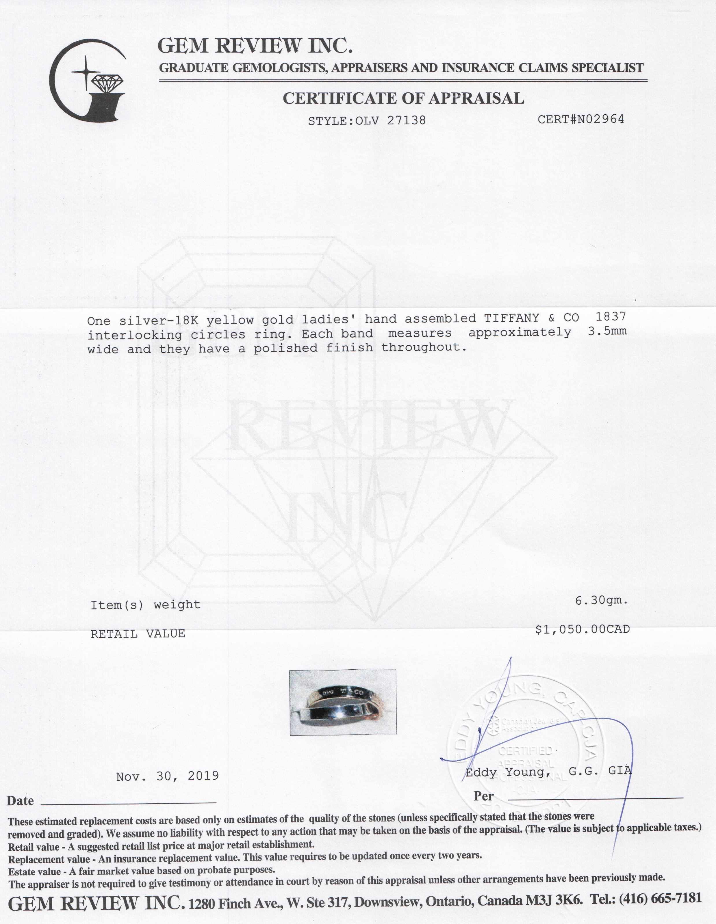 Tiffany & Co. Two-Tone 1837 Interlocking Circles Ring