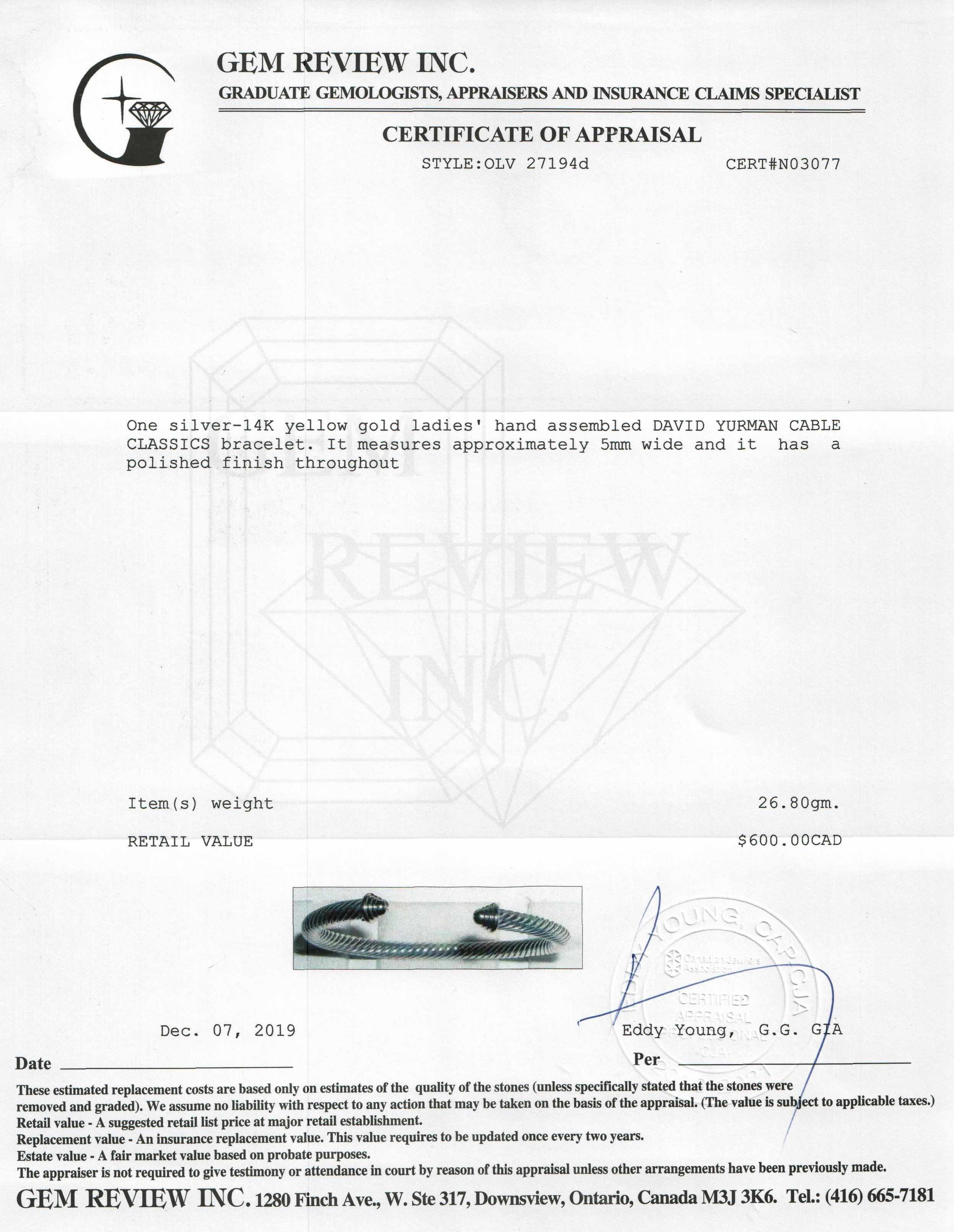 David Yurman Two-Tone Cable Classics Bracelet