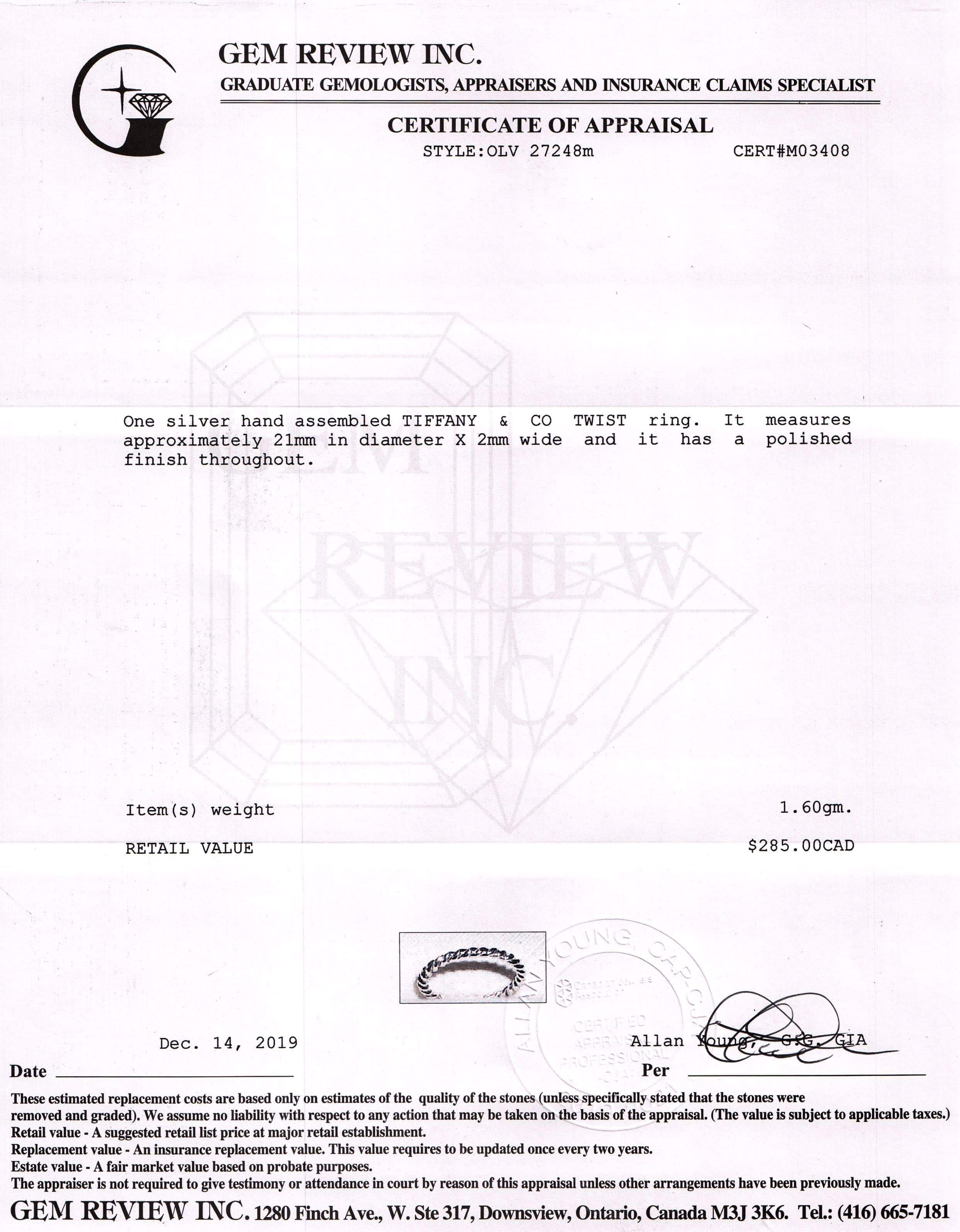 Tiffany & Co. Narrow Twist Ring