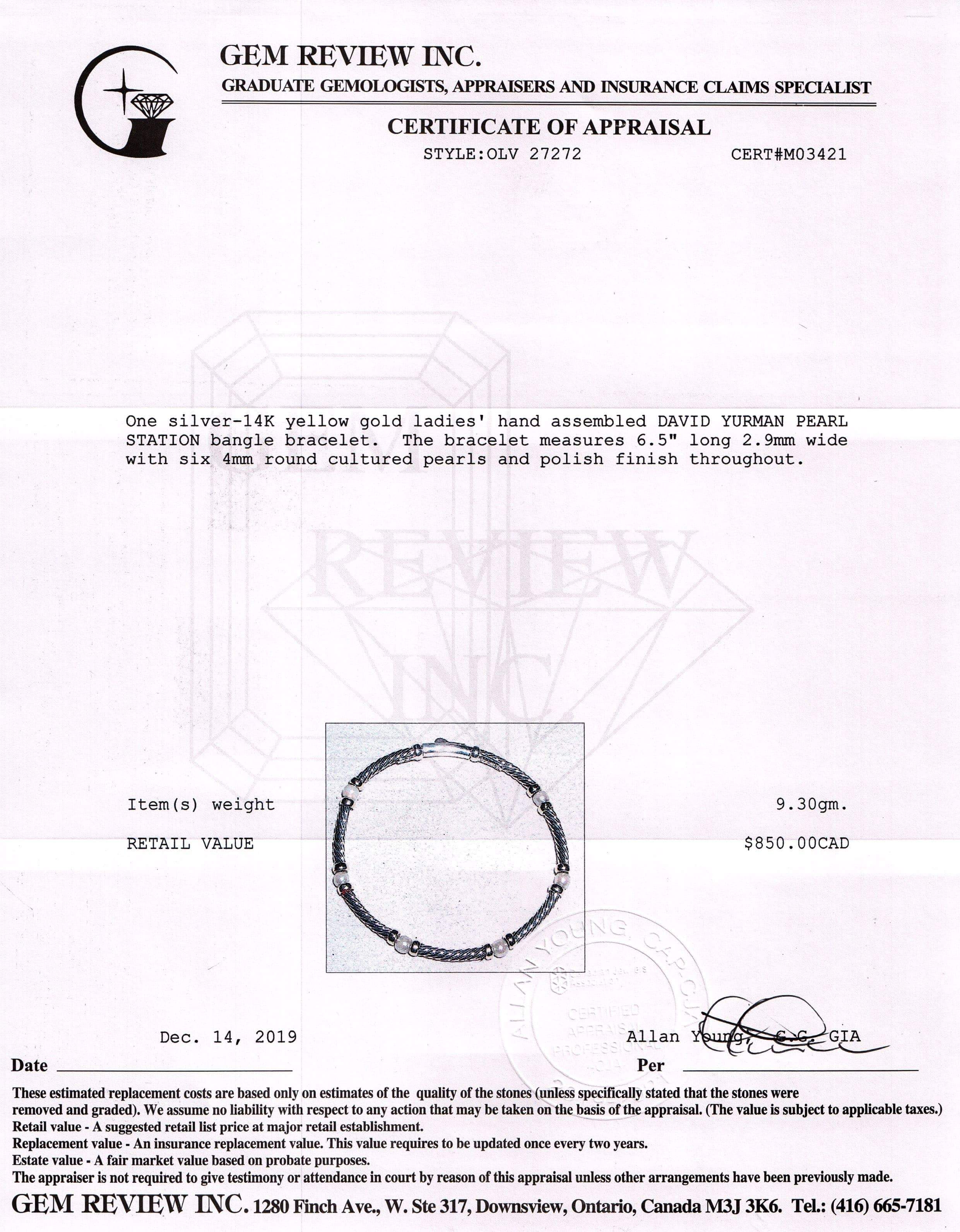 David Yurman Two-Tone Pearl Station Bracelet