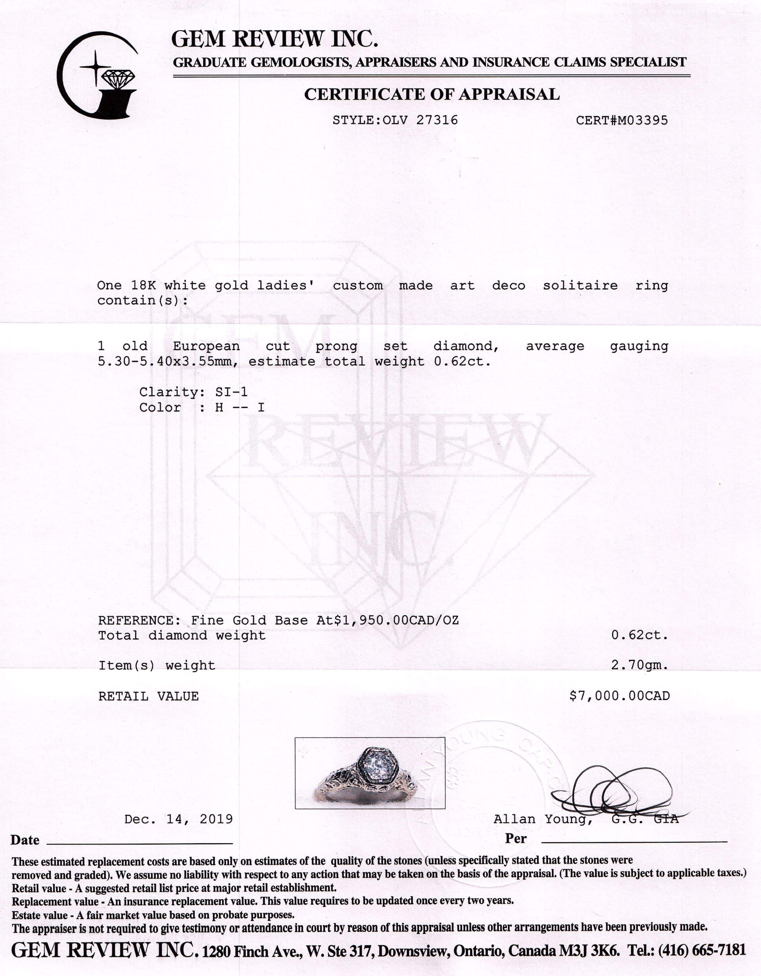 Antique Art Deco Solitaire Diamond Engagement Ring