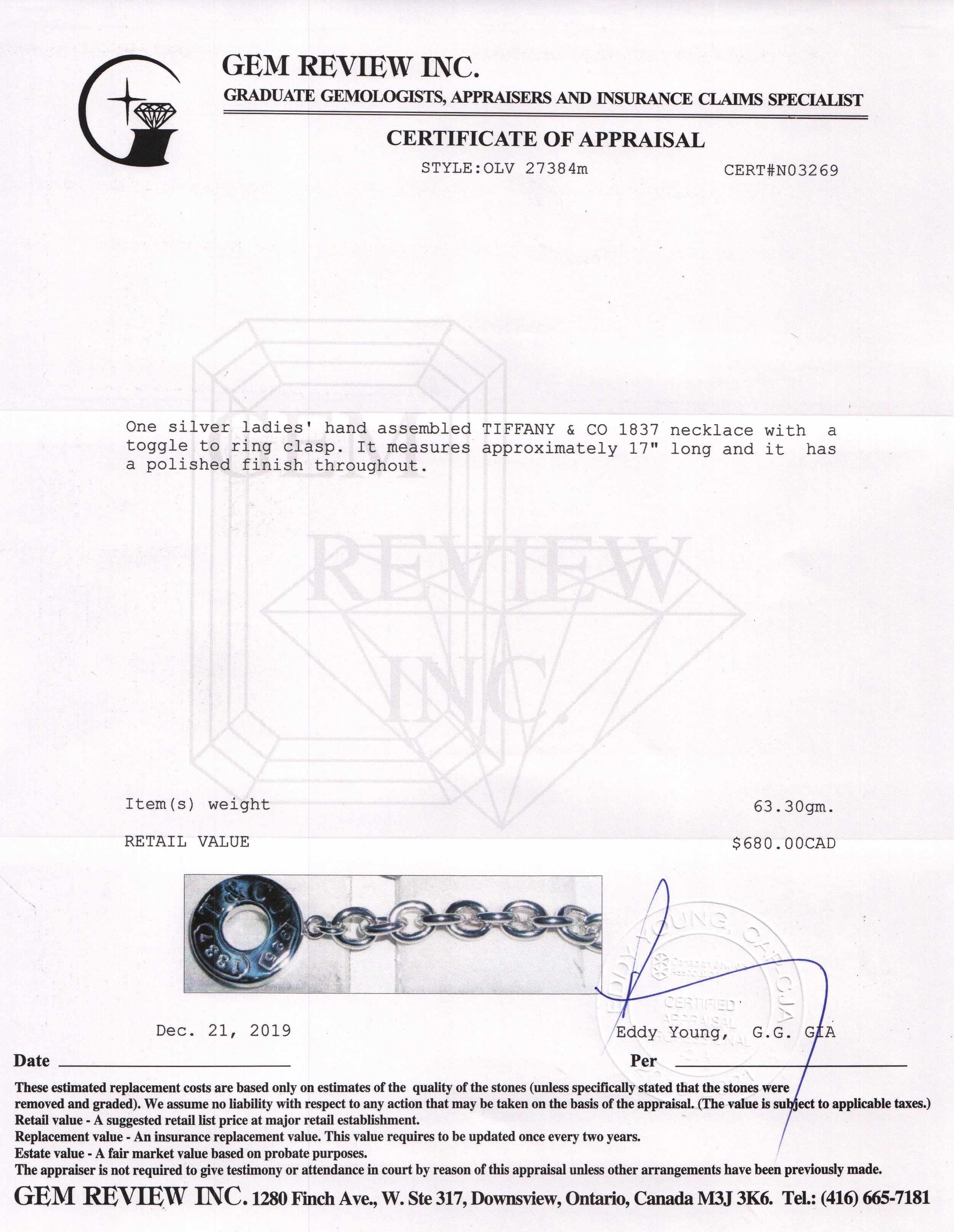 Tiffany & Co. 1837 Toggle Necklace