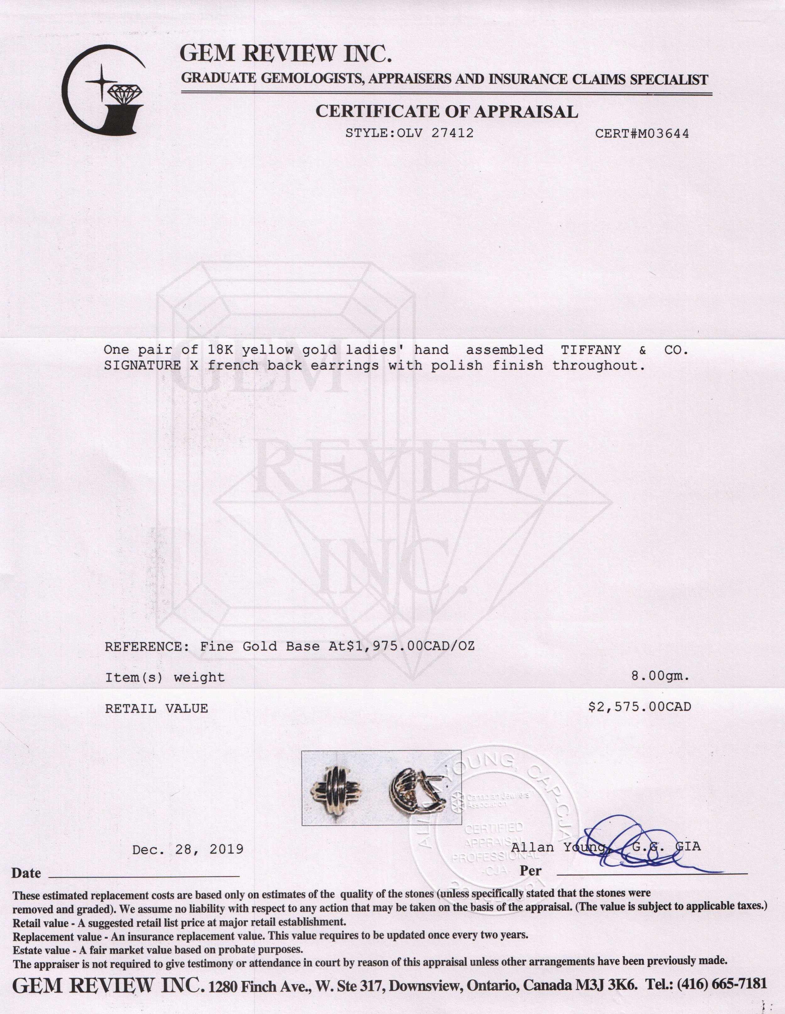 Tiffany & Co. 18k Gold Signature X Earrings