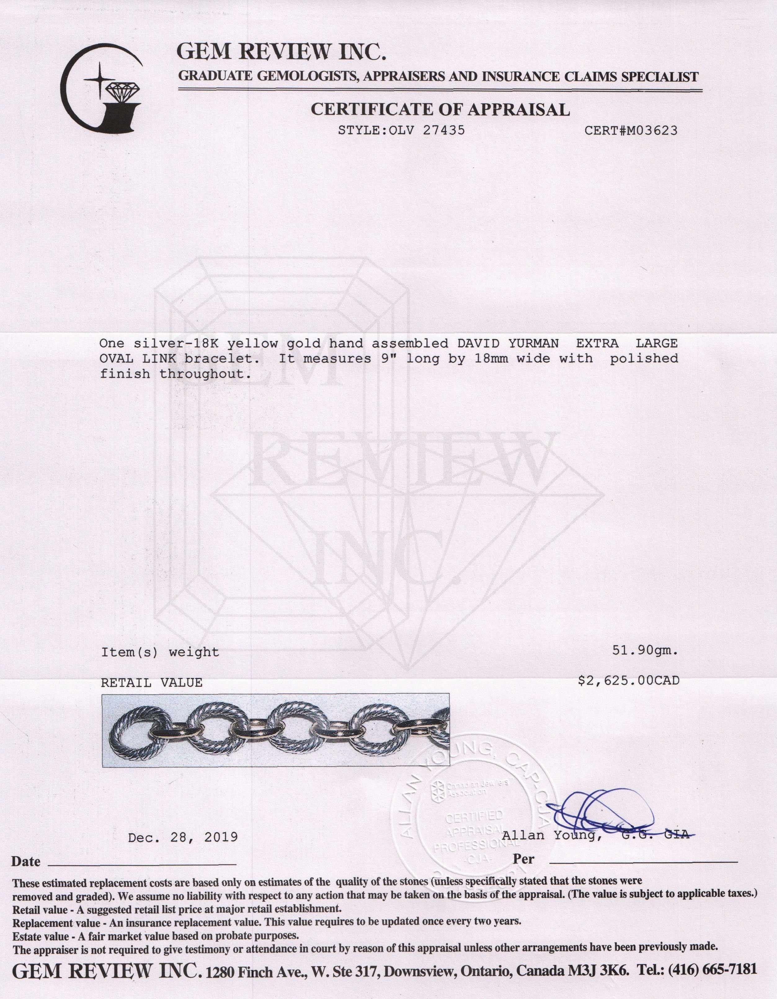 David Yurman Two-Tone Extra Large Oval Link Bracelet