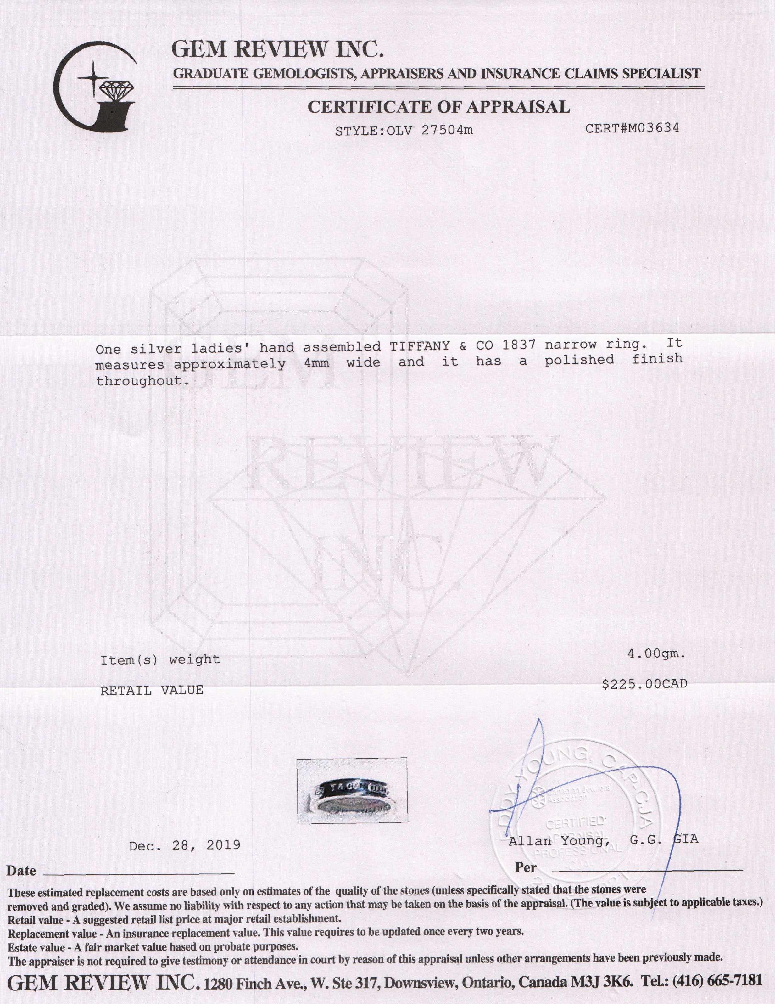 Tiffany & Co. 1837 Narrow Ring
