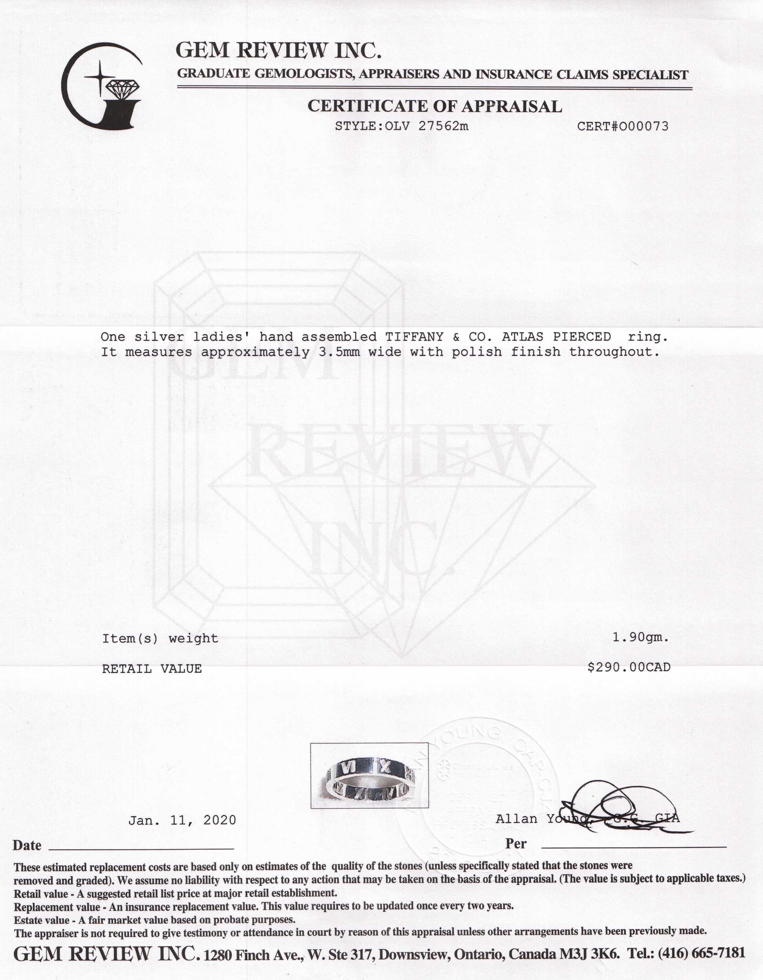 Tiffany & Co. Atlas Pierced Narrow Ring