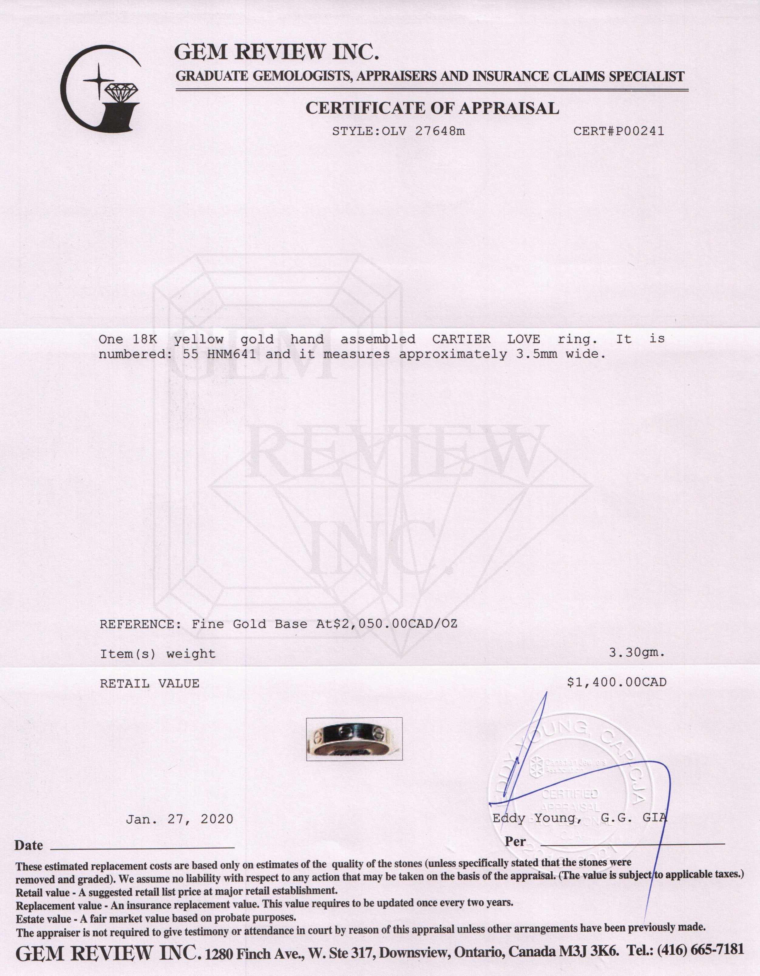 Cartier Love Wedding Band Ring