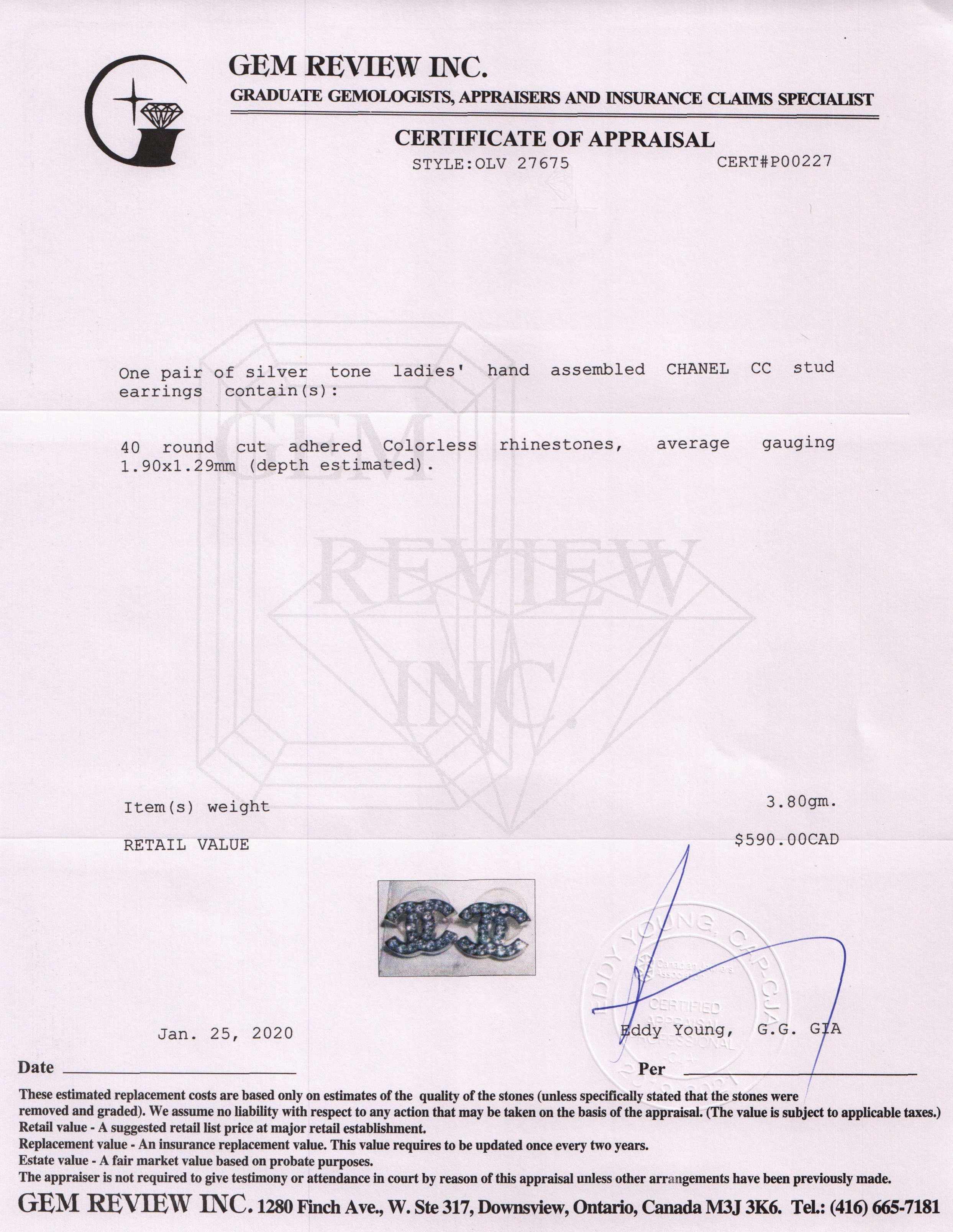 Chanel Strass CC Stud Earrings