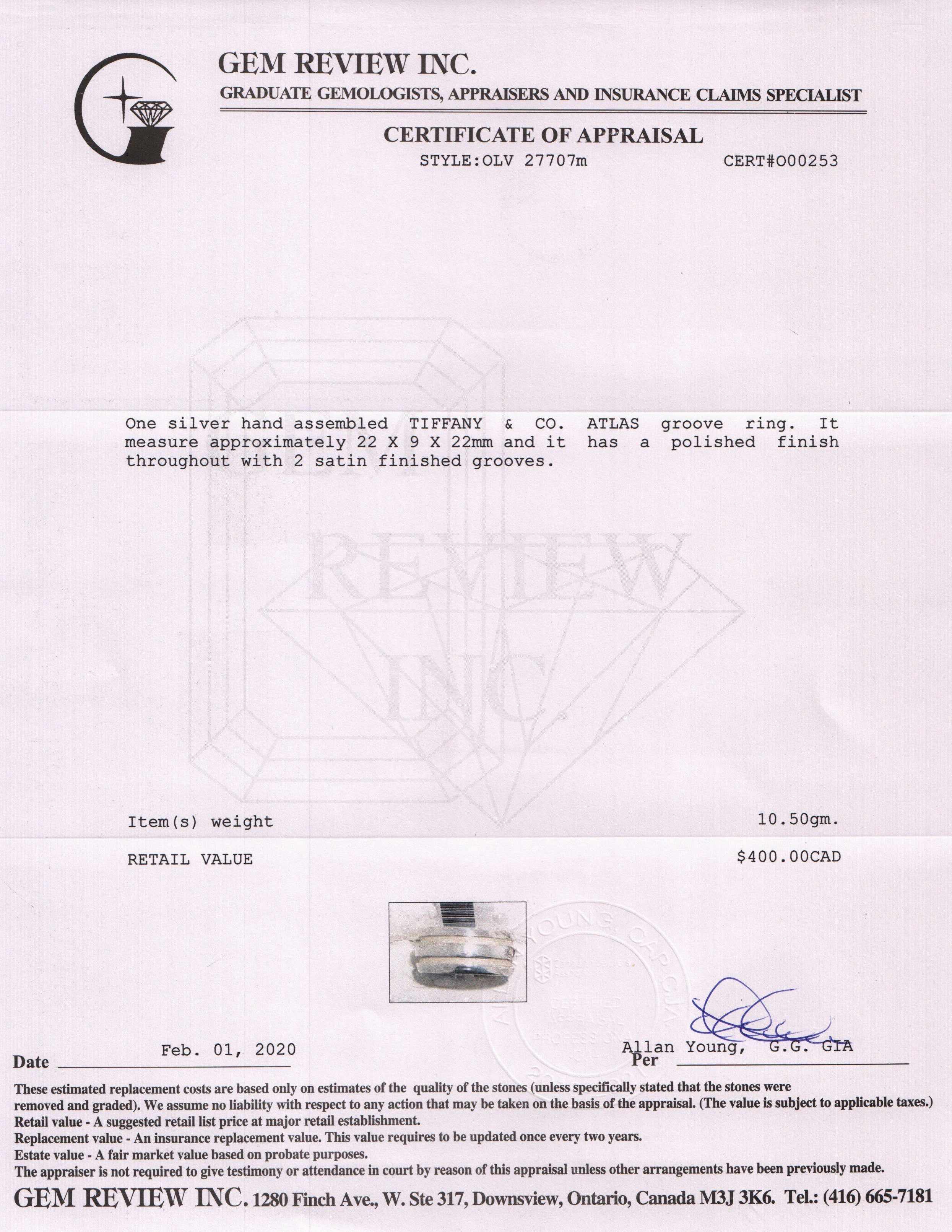 Tiffany & Co. Atlas Groove Band Ring