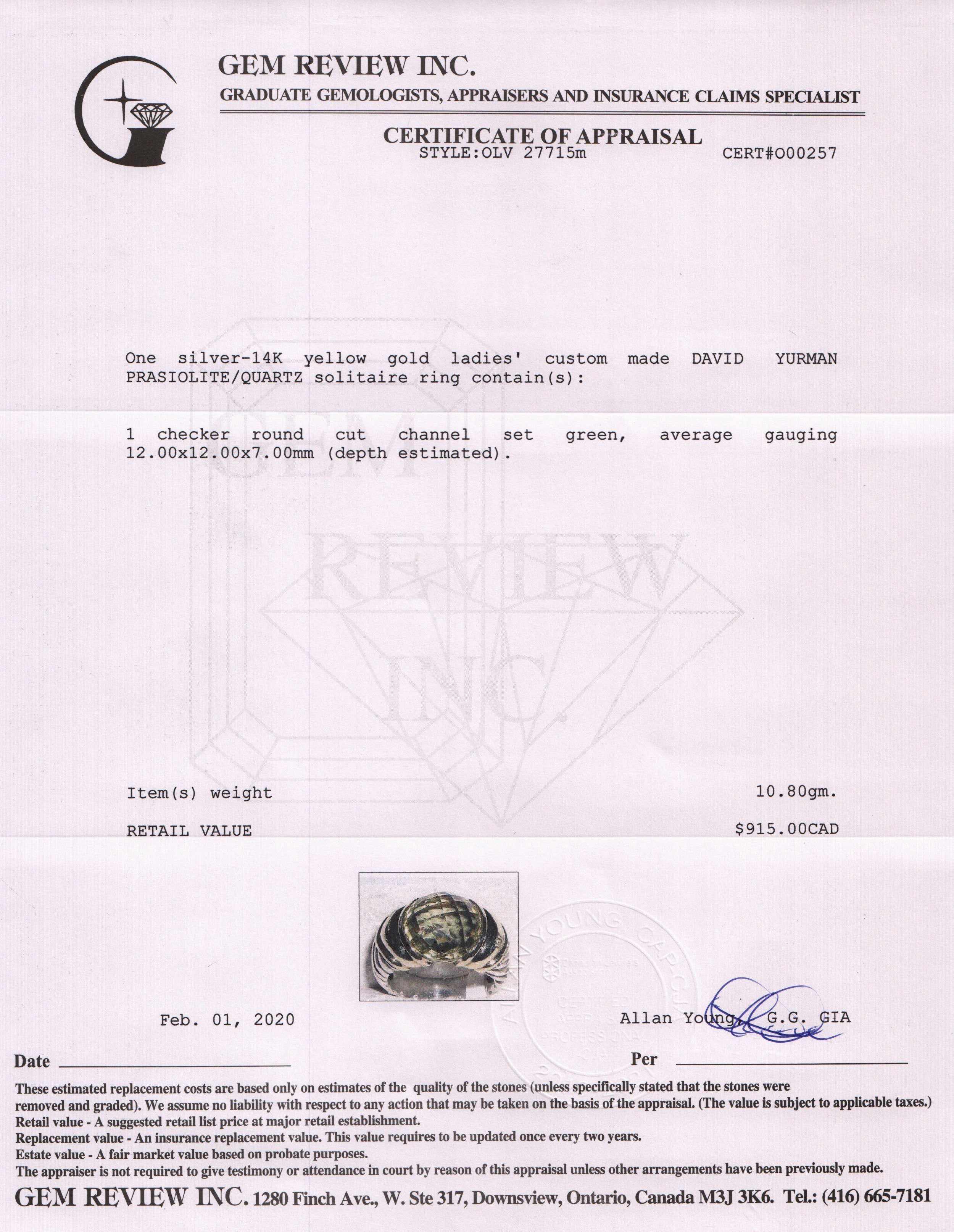 David Yurman Two-Tone Prasiolite Cocktail Ring