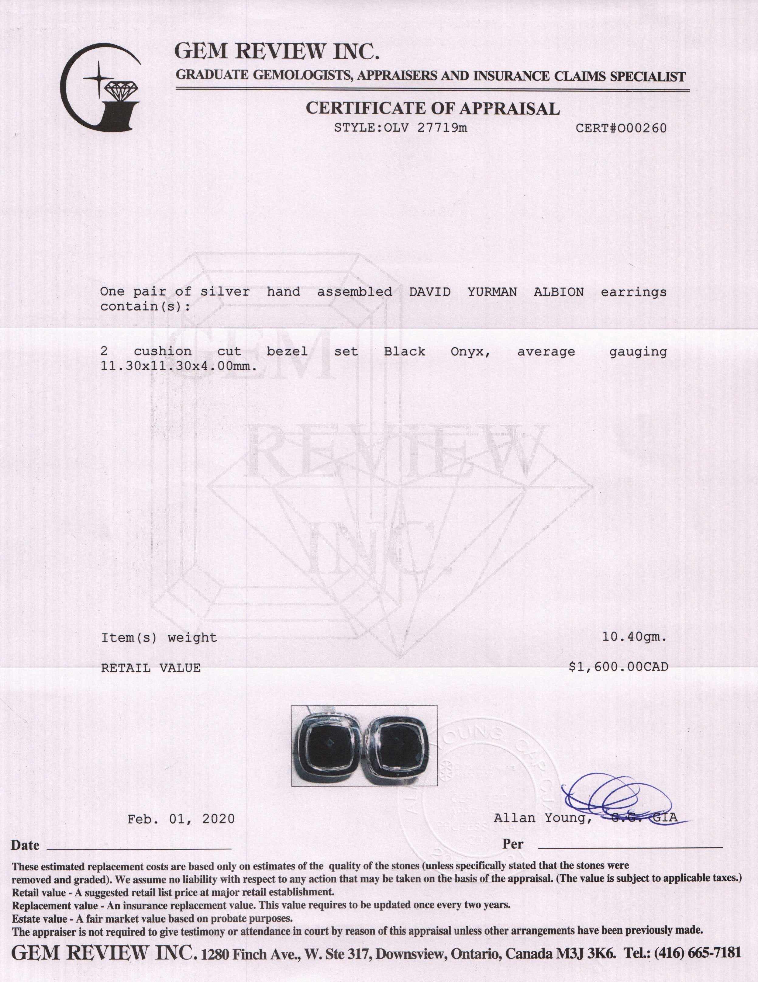 David Yurman Albion Earrings with Black Onyx