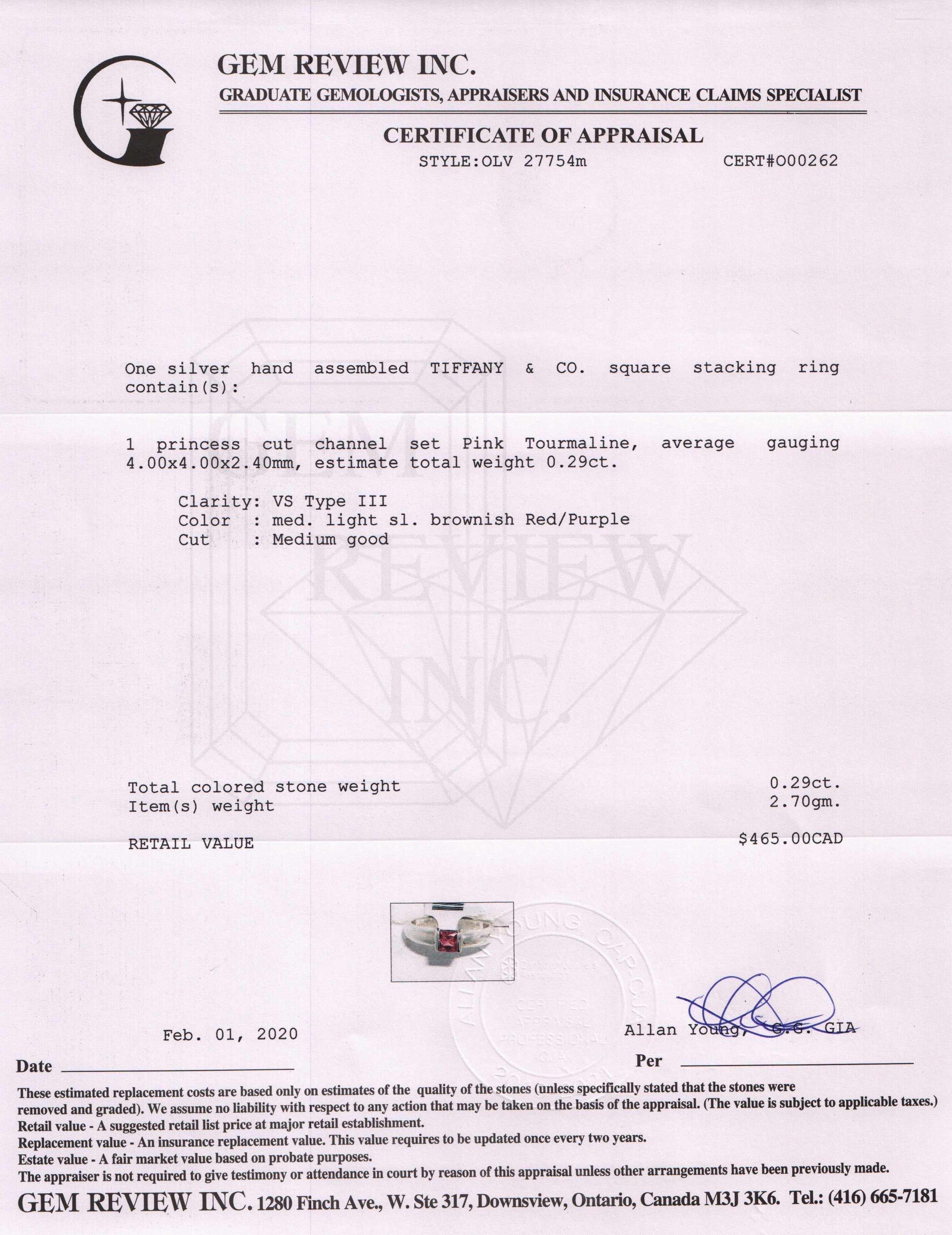 Tiffany & Co. Pink Tourmaline Ring