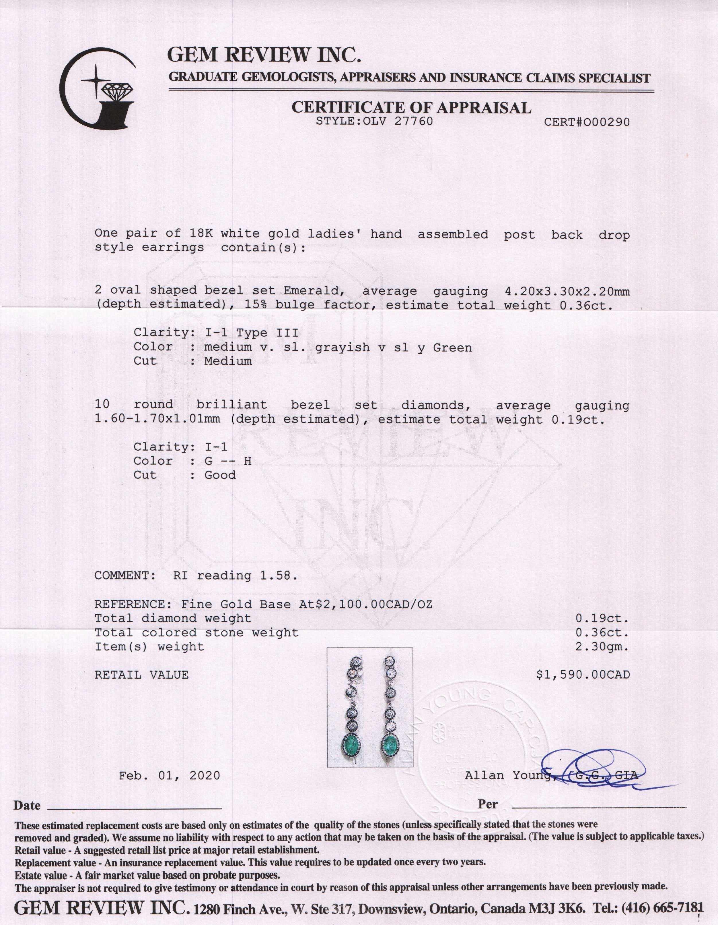 Emerald and Diamond Drop Earrings