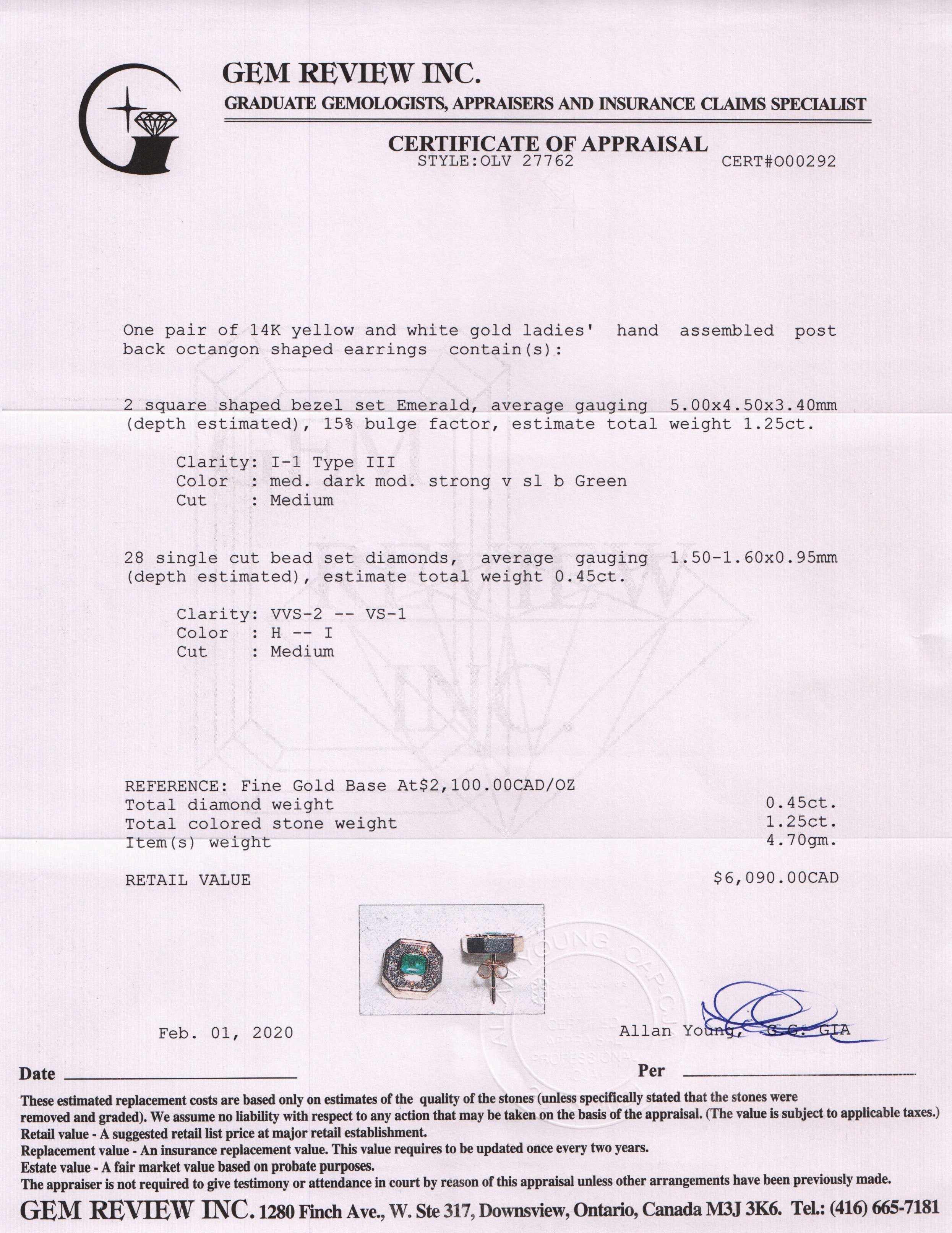 Emerald and Diamond Earrings
