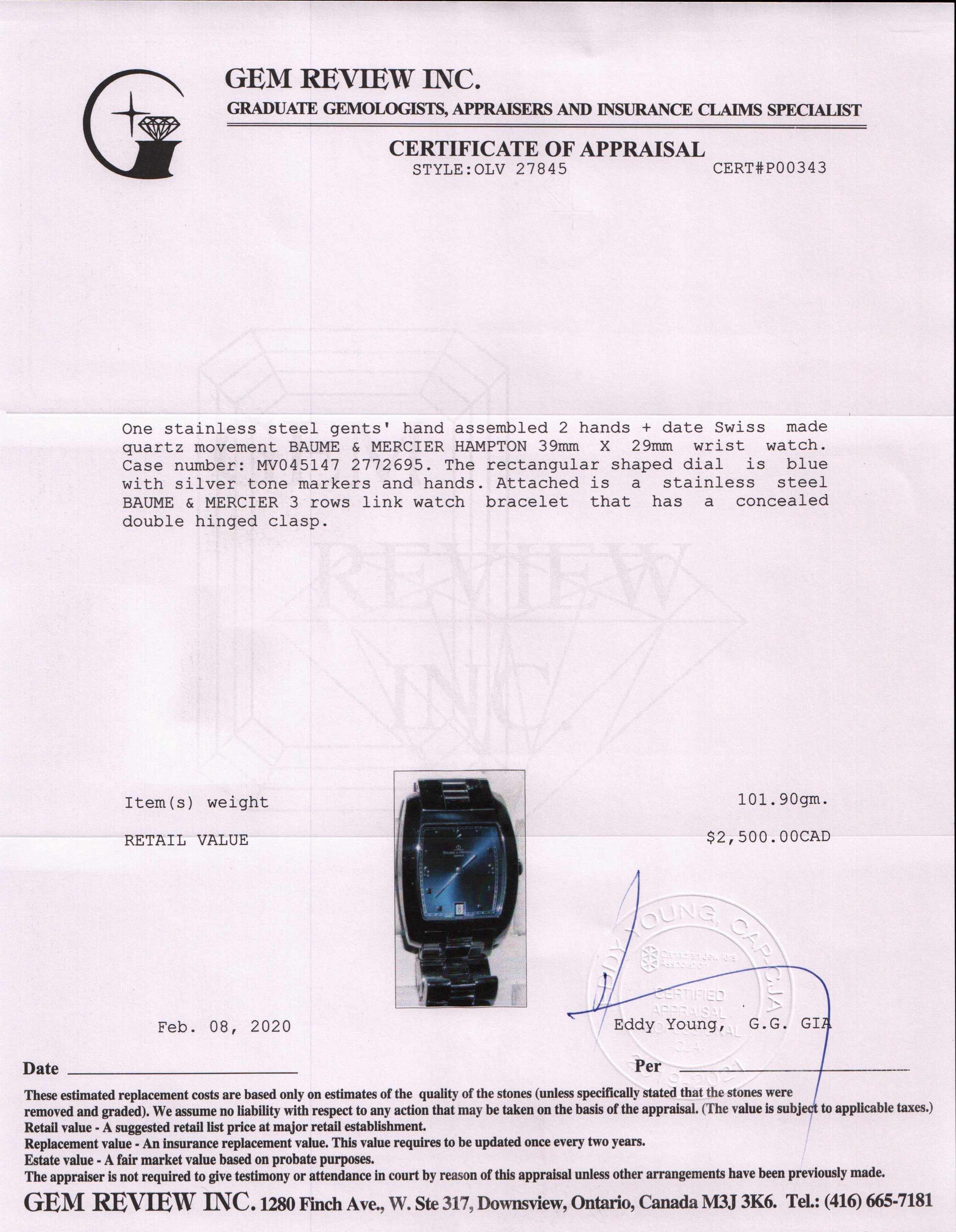 Baume & Mercier Hampton Watch