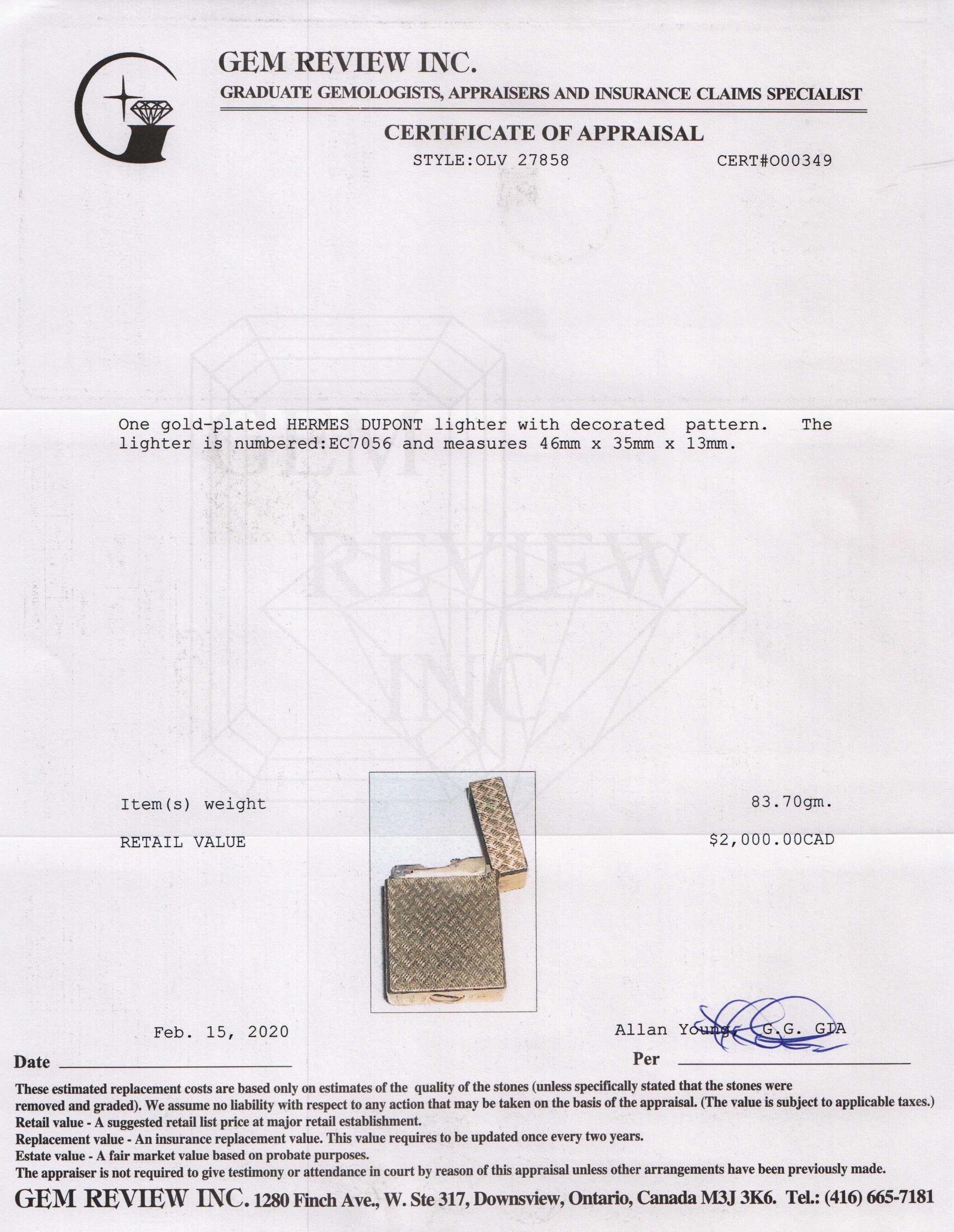 Hermes Dupont Vintage Lighter