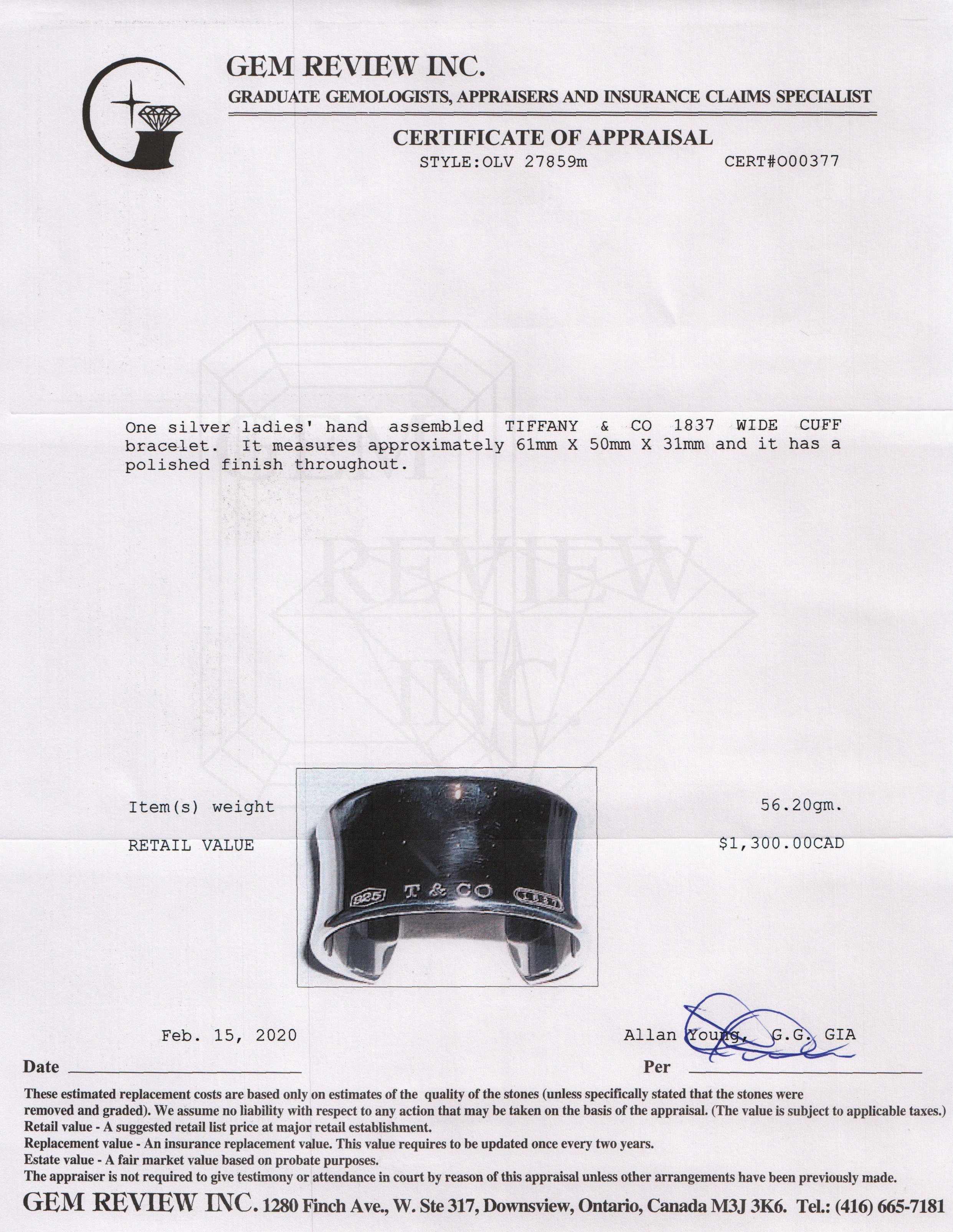 Tiffany & Co. 1837 Wide Cuff Bracelet
