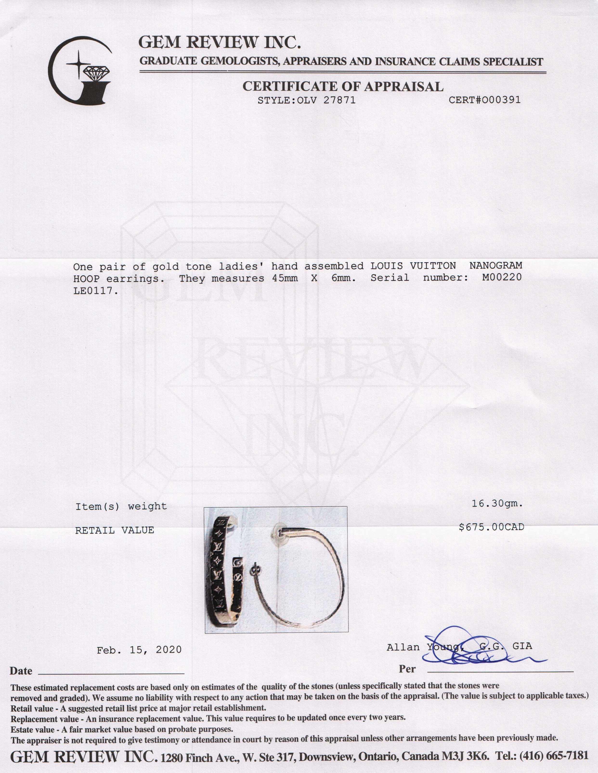 Louis Vuitton Nanogram Hoop Earrings