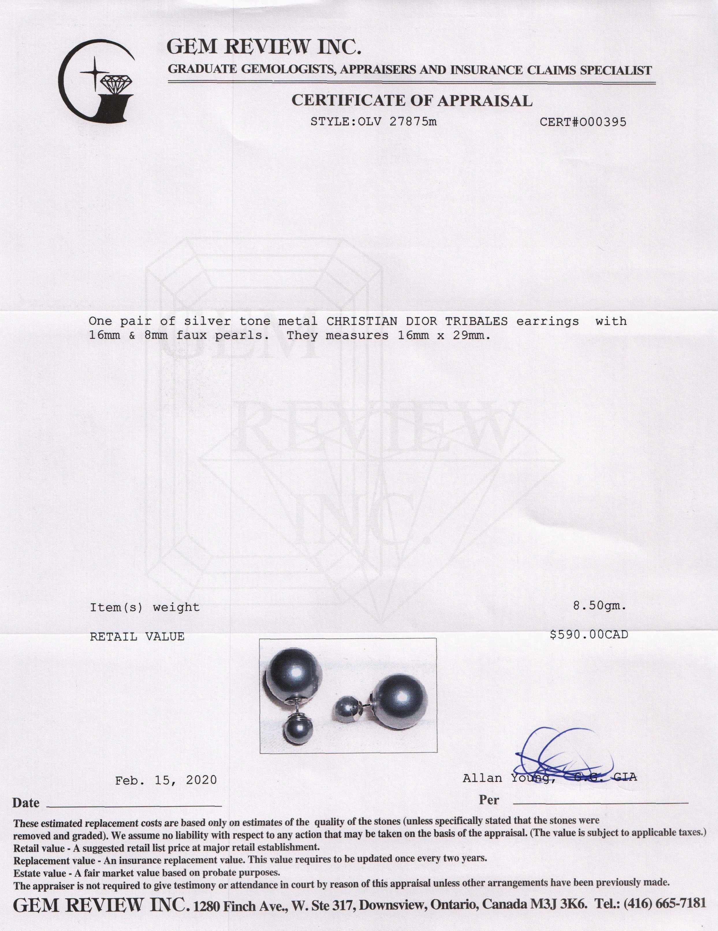 Christian Dior Faux Pearl Mise en Dior Tribales Earrings