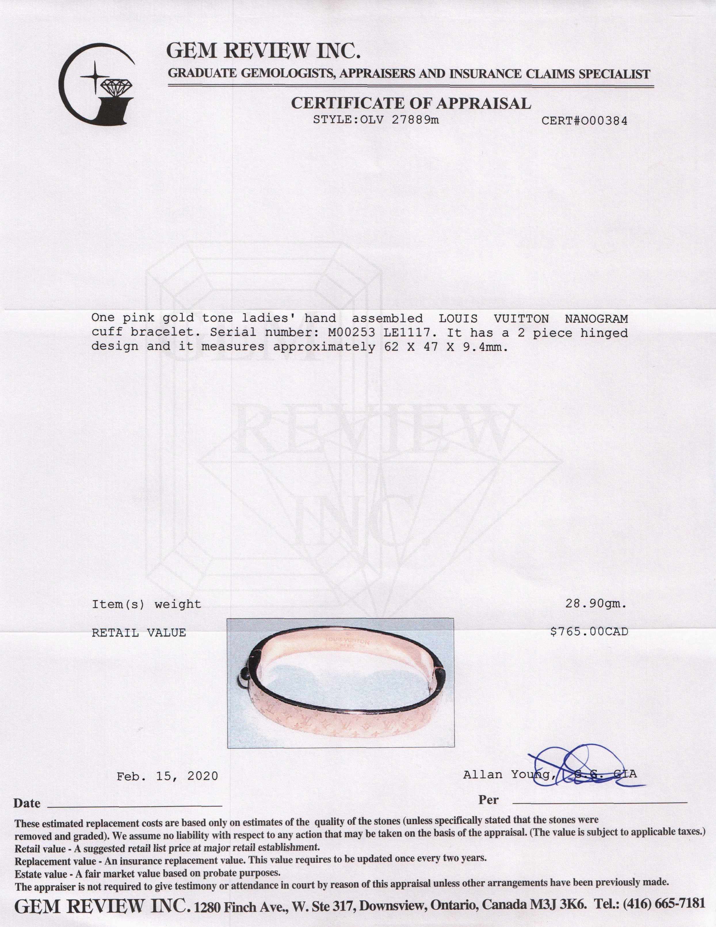 Louis Vuitton Nanogram Cuff