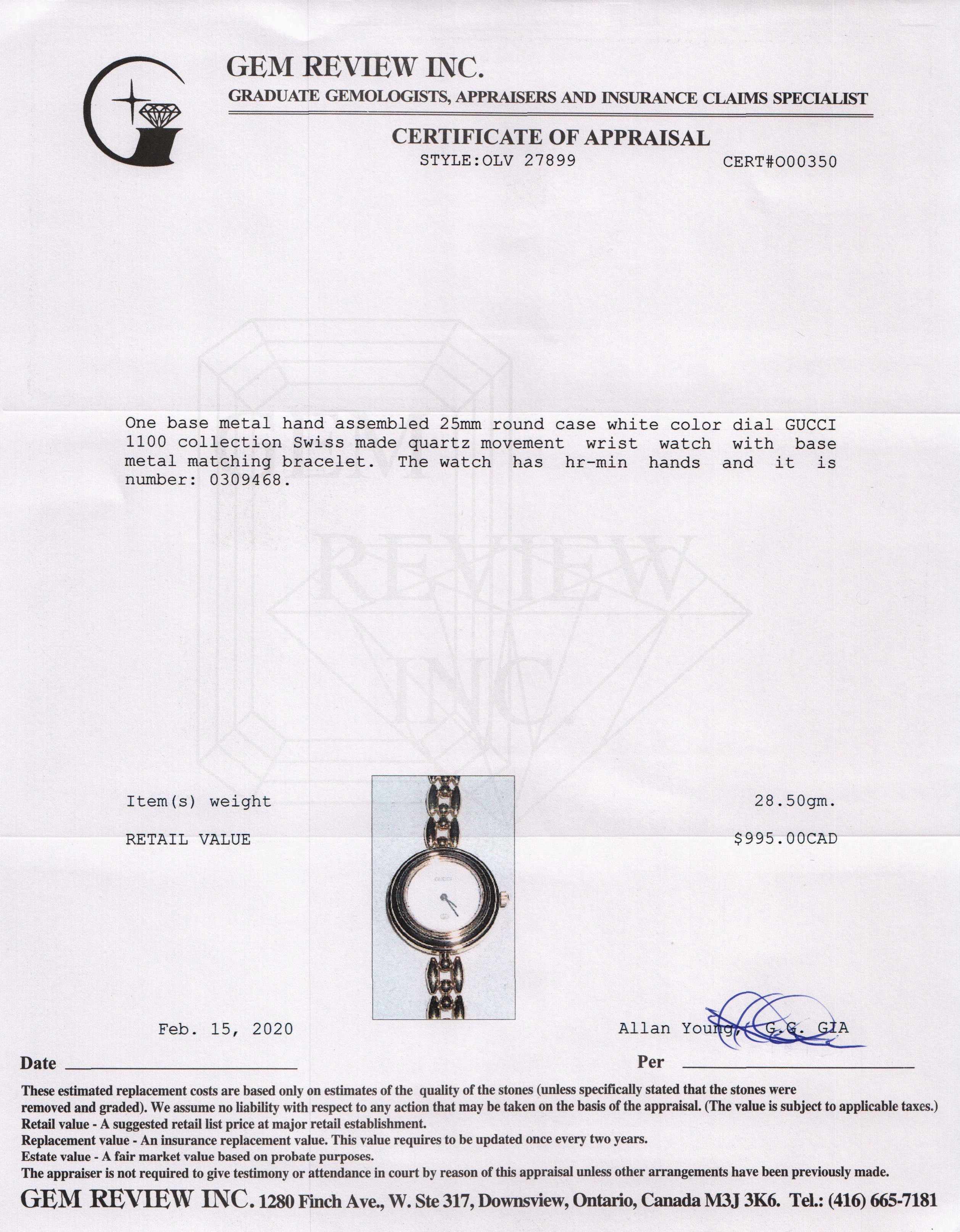 Gucci Vintage 1100 Series Watch