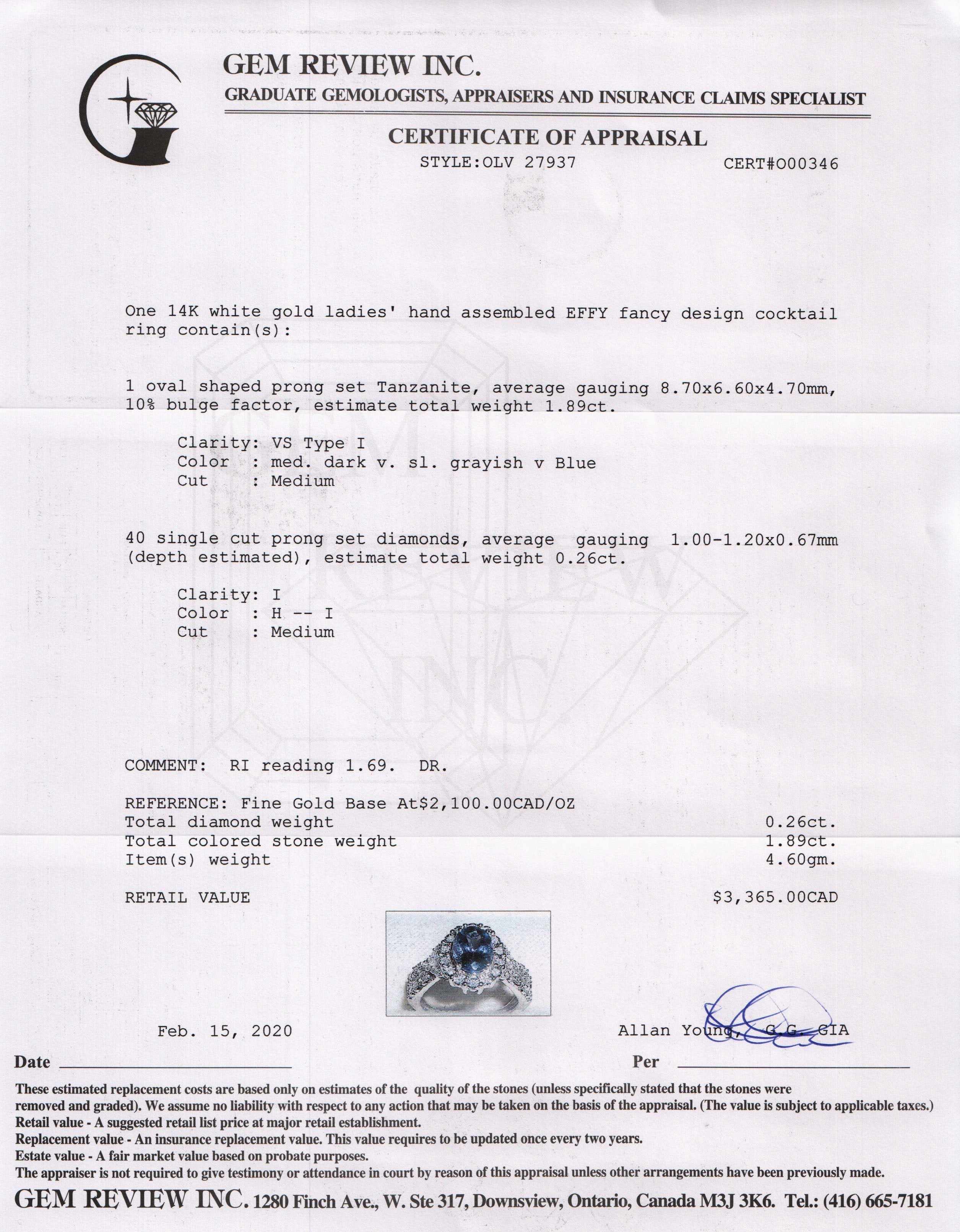 EFFY Tanzanite & Diamond Cocktail Ring