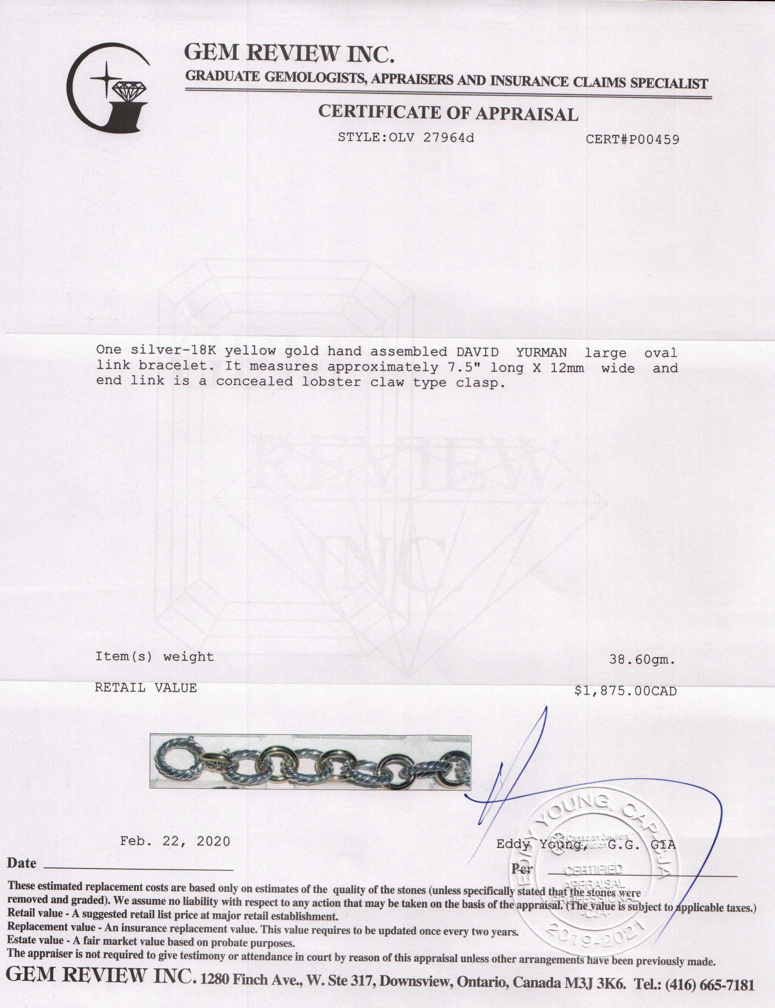 David Yurman Two-Tone Large Oval Link Bracelet